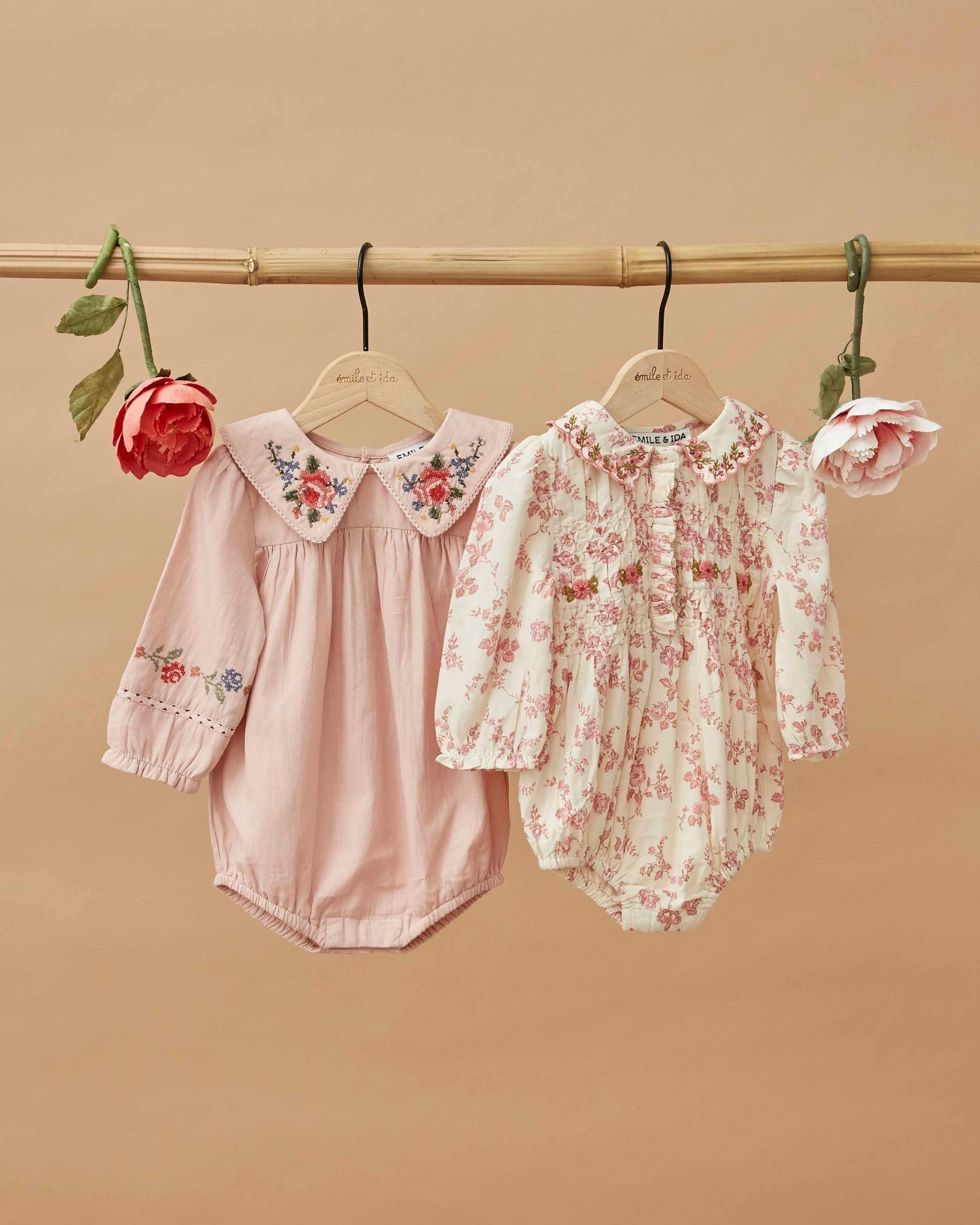 Emile et Ida Rose Cross-Stitch Baby Romper