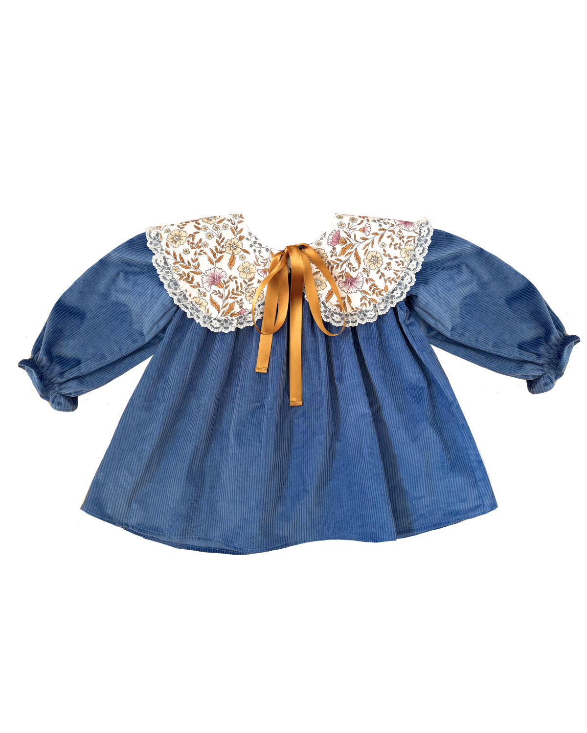 Carlota Suip Midnight Waltz Dress in deep blue corduroy