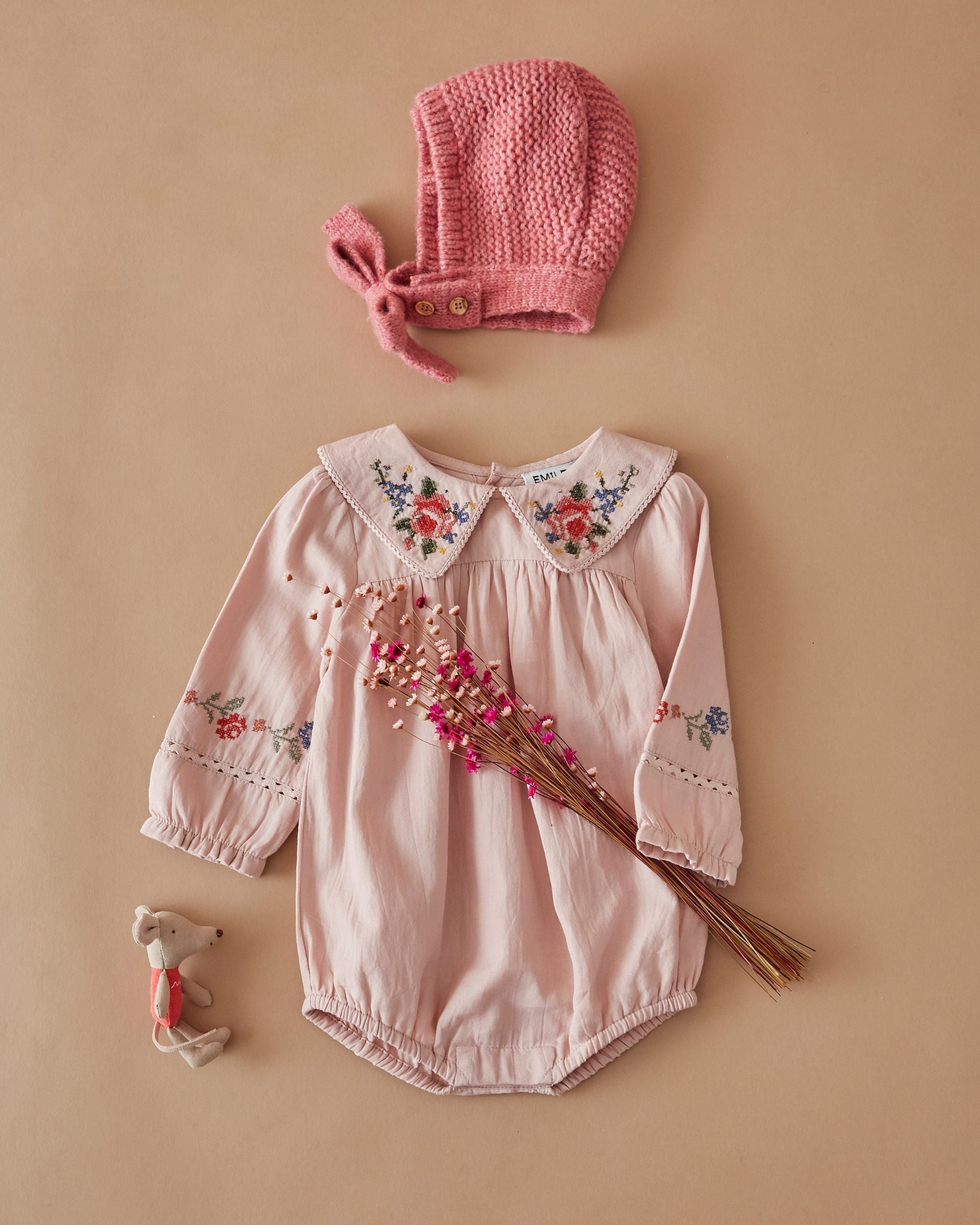 Emile et Ida Rose Cross-Stitch Baby Romper