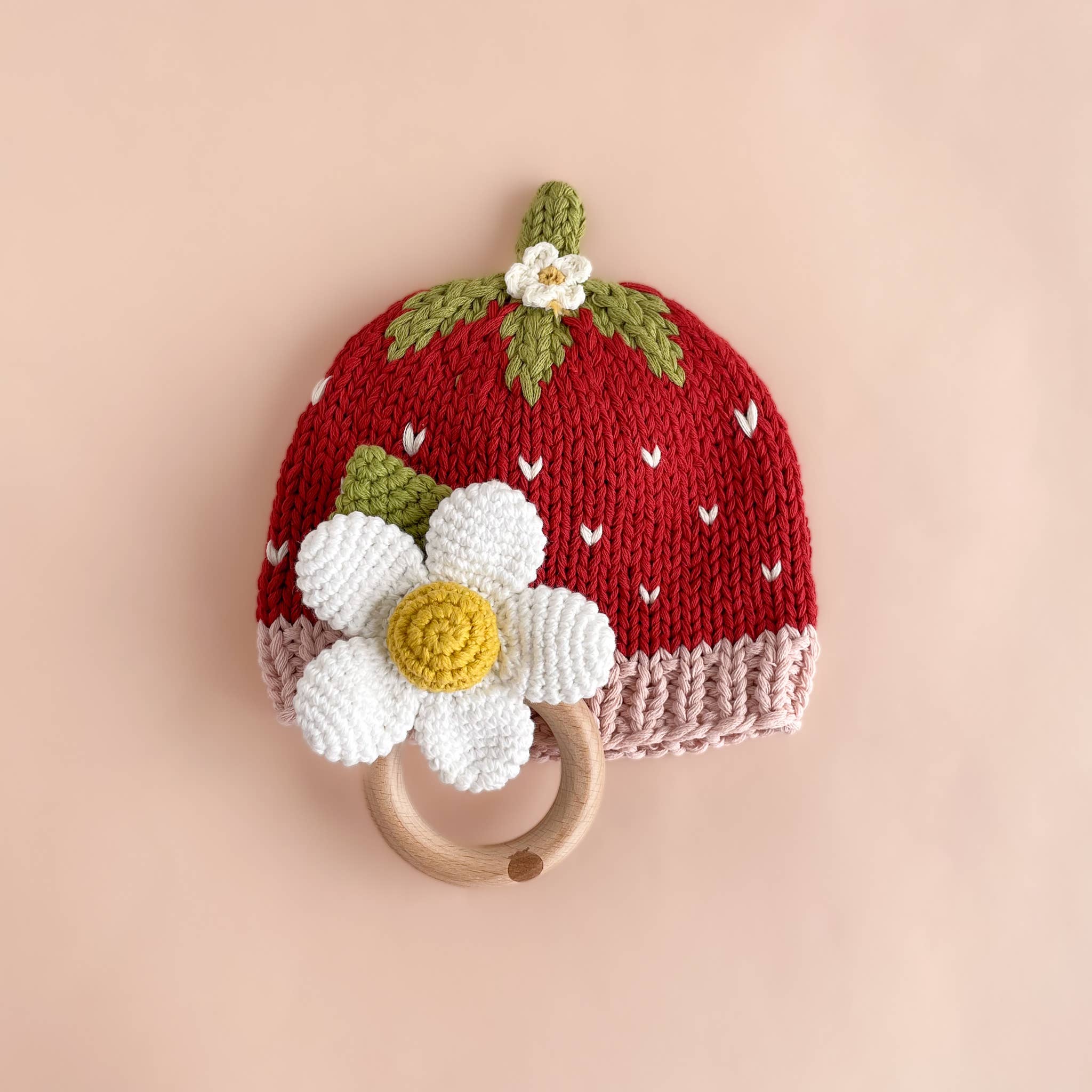 Blueberry Hill Flower Teether Rattle – Crochet Baby Teether Toy