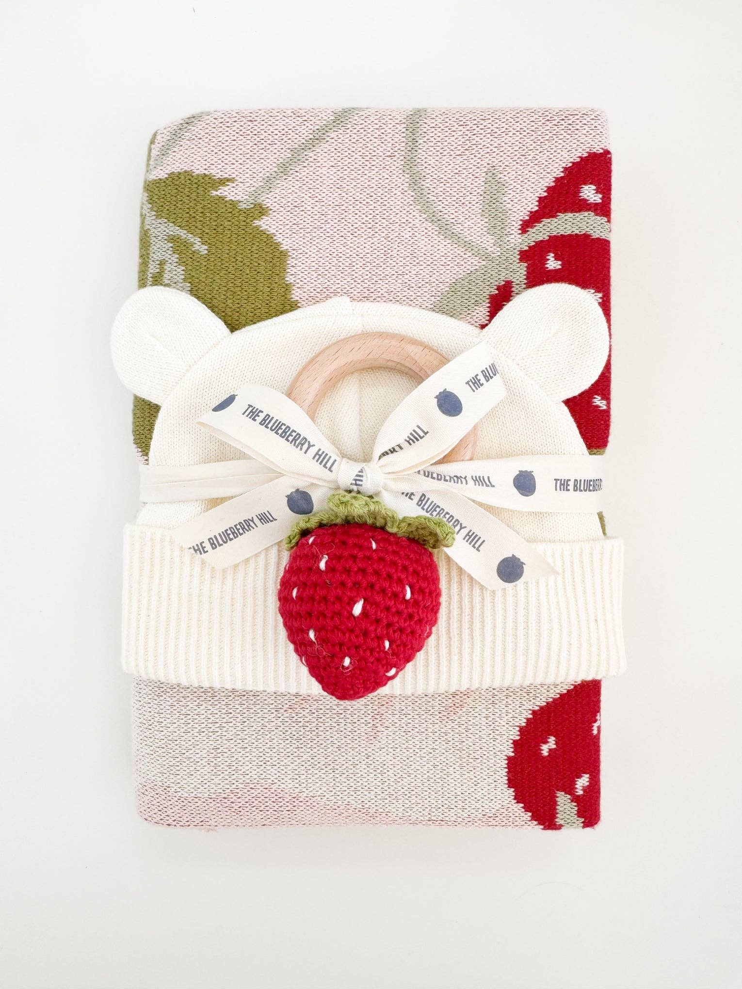 The Blueberry Hill - Set Strawberry Blanket Flower Rattle Gift Christmas 2025: Blush / 0-6m