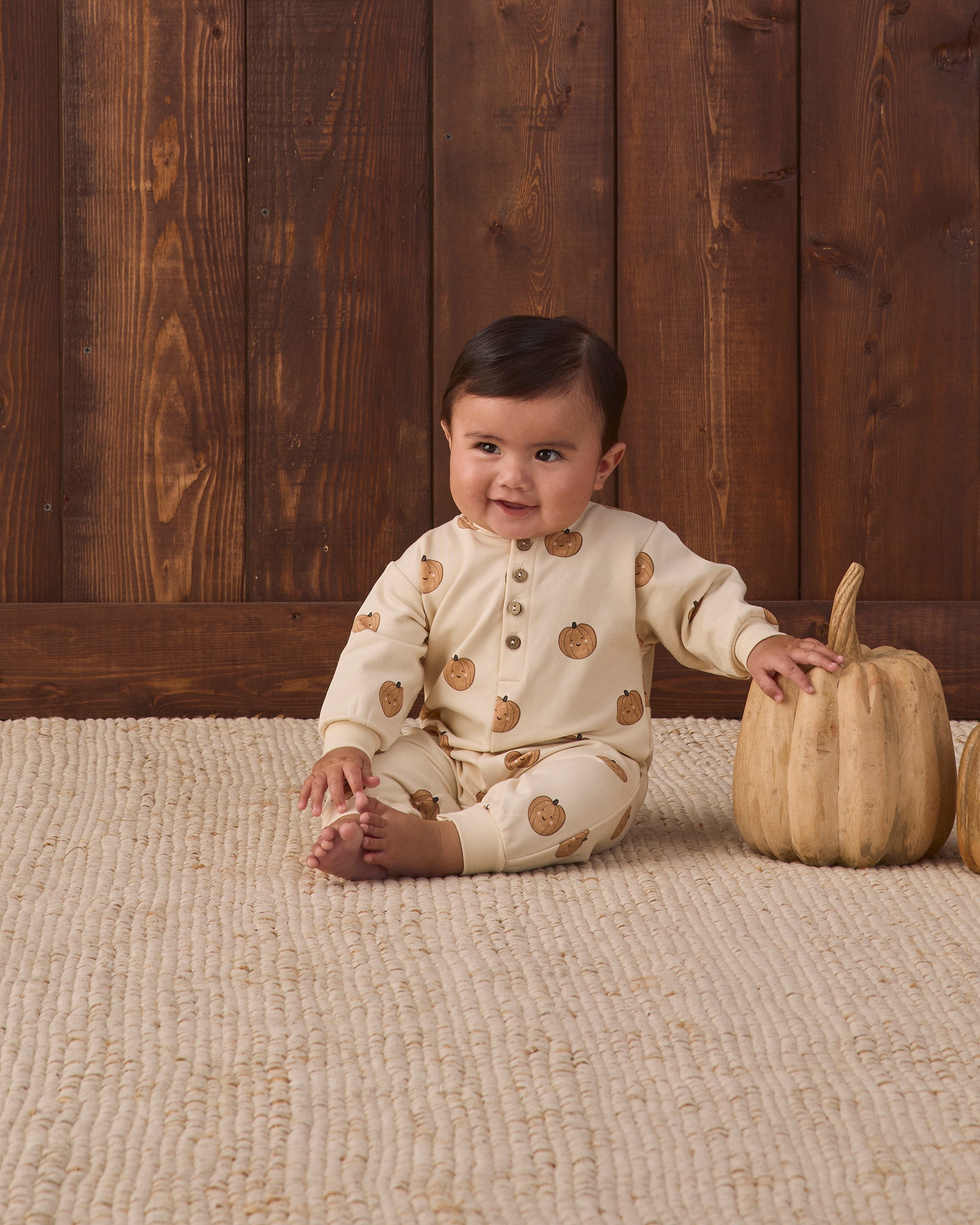 Quincy Mae Relaxed Fleece Jumpsuit - Pumpkins - official product image 2