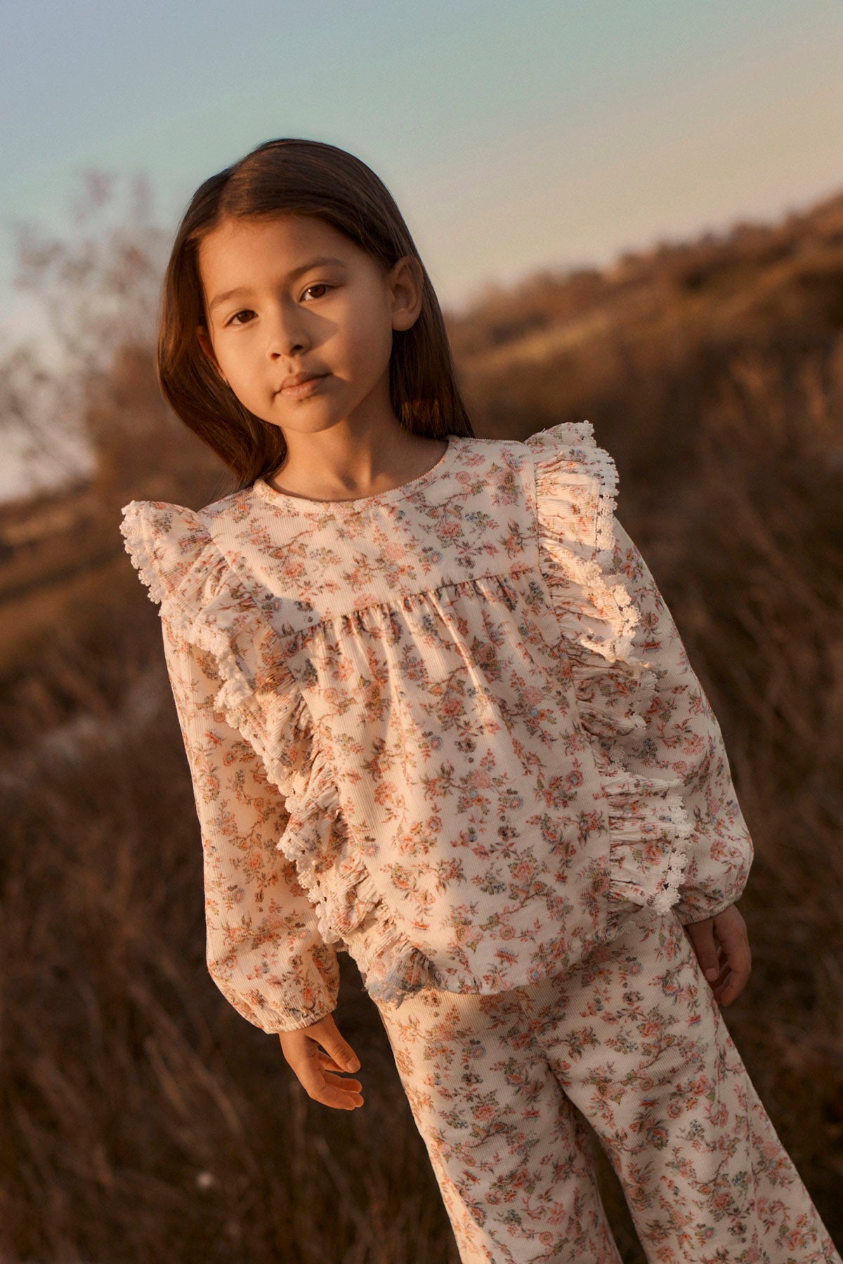 Louise Misha Bella Blouse in Carnation Vale Cream, front view