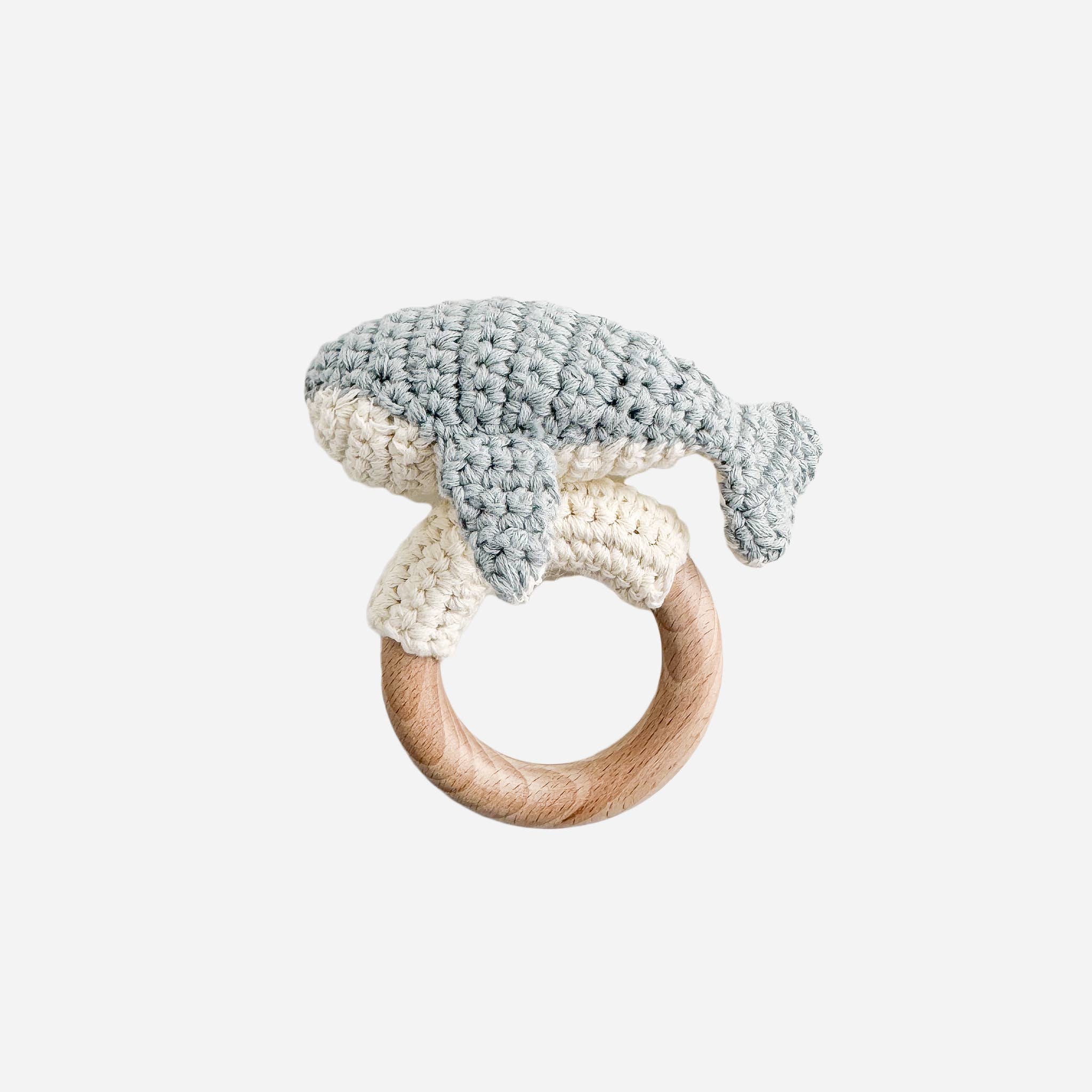The Blueberry Hill - Teether Whale Cotton Crochet Rattle Baby Gift Spring Summer