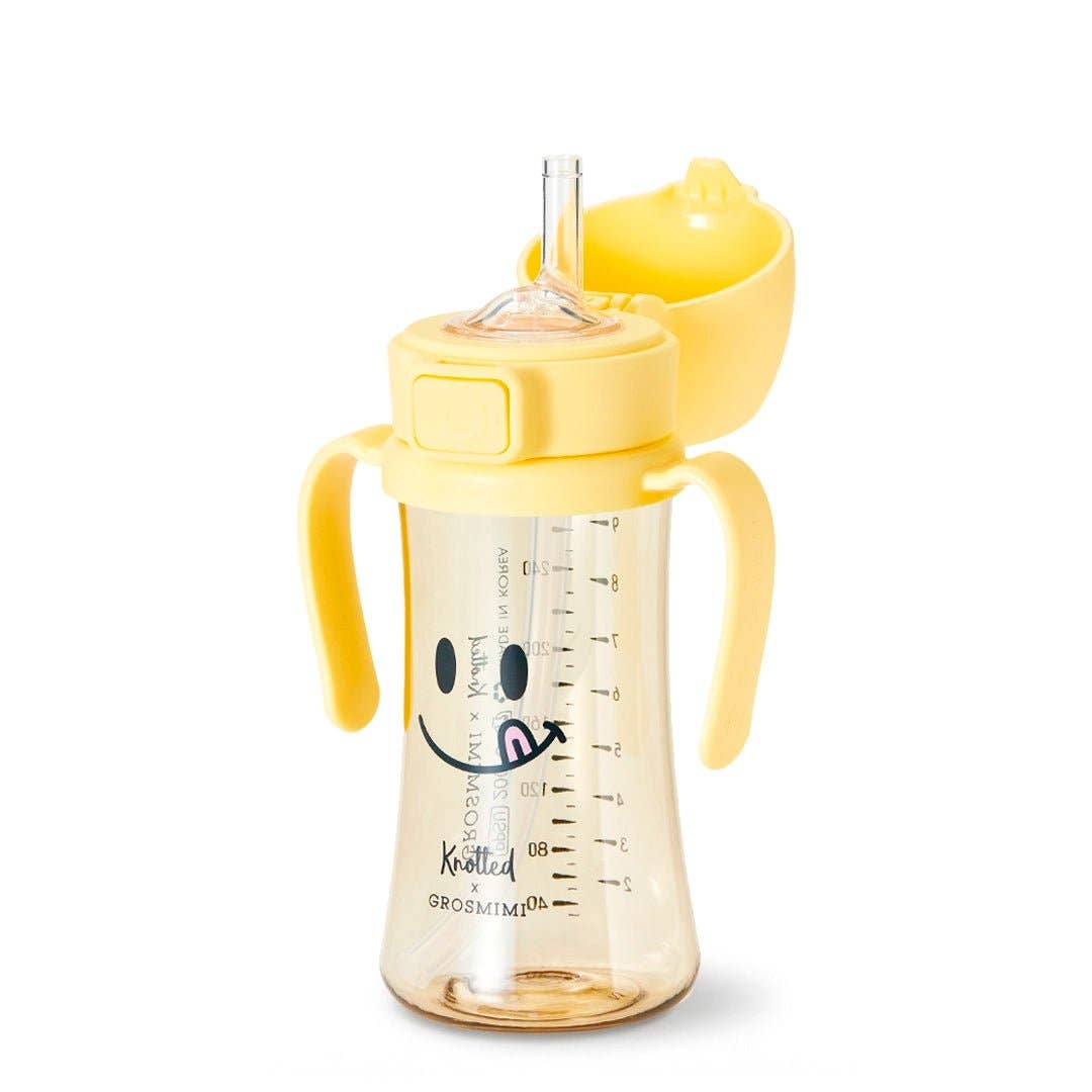 onzenna (Grosmimi and Cha&Mom) - Grosmimi PPSU Straw Cup with Flip Top - 10oz (12 Months+) Stage 2 Straw: Cherry Peach