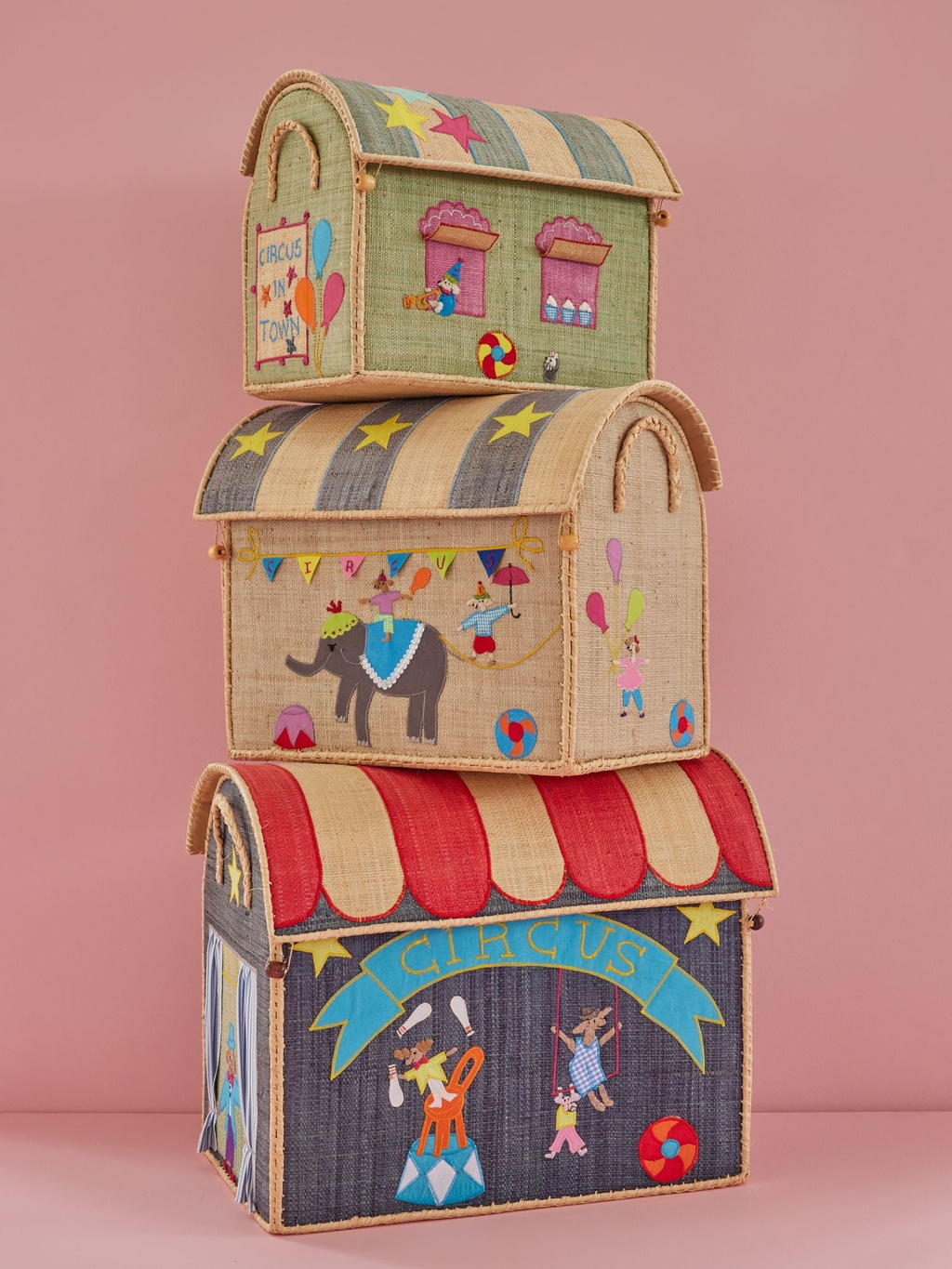 RicebyRice - Raffia Kids Bag with Circus Theme