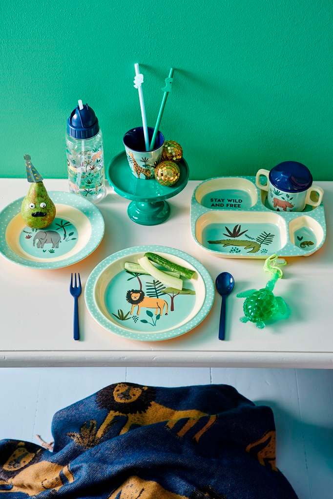 RicebyRice - Kids 4 Room Plate in Blue Jungle Animals Print