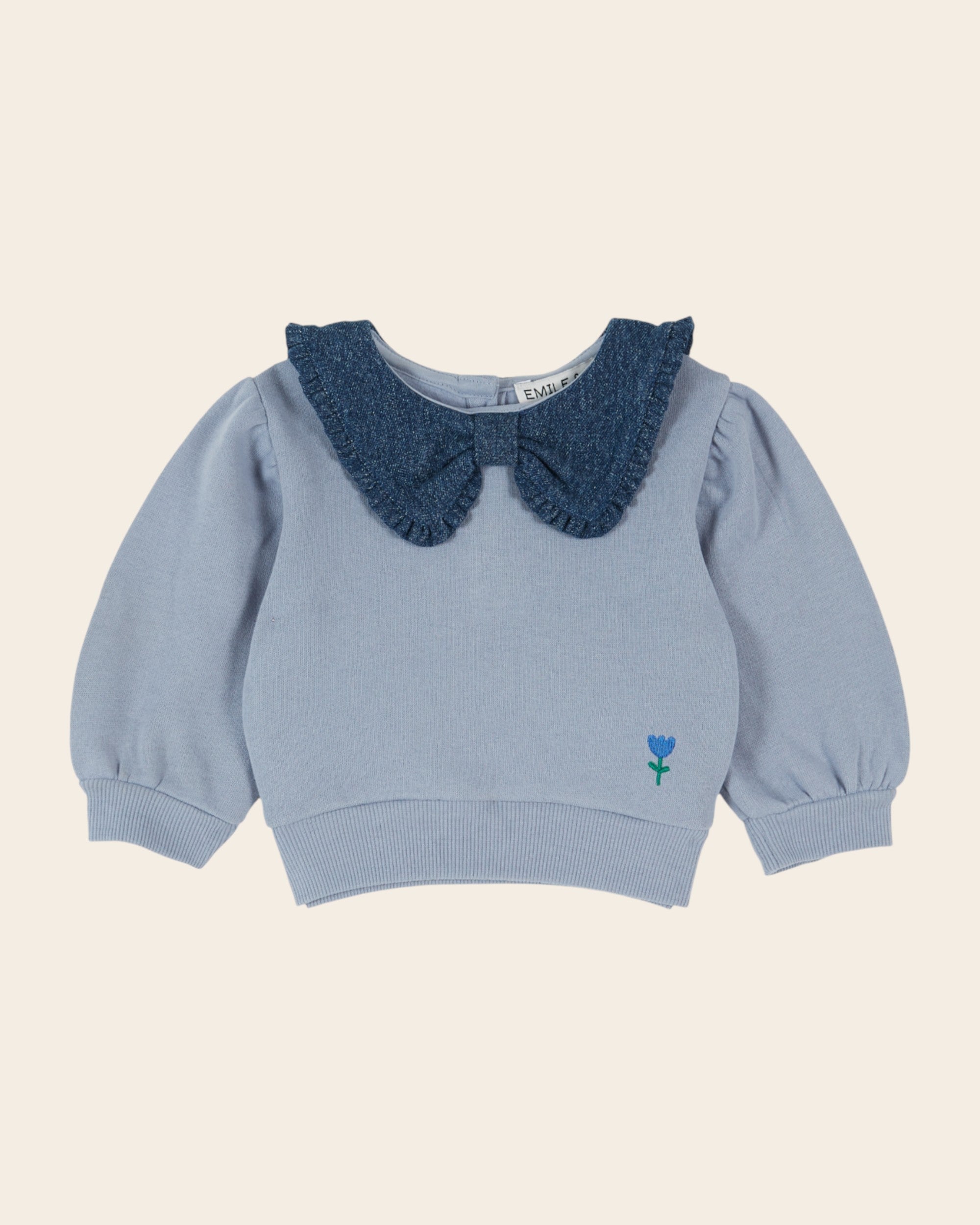 Emile et Ida Blue Denim Collar Sweatshirt