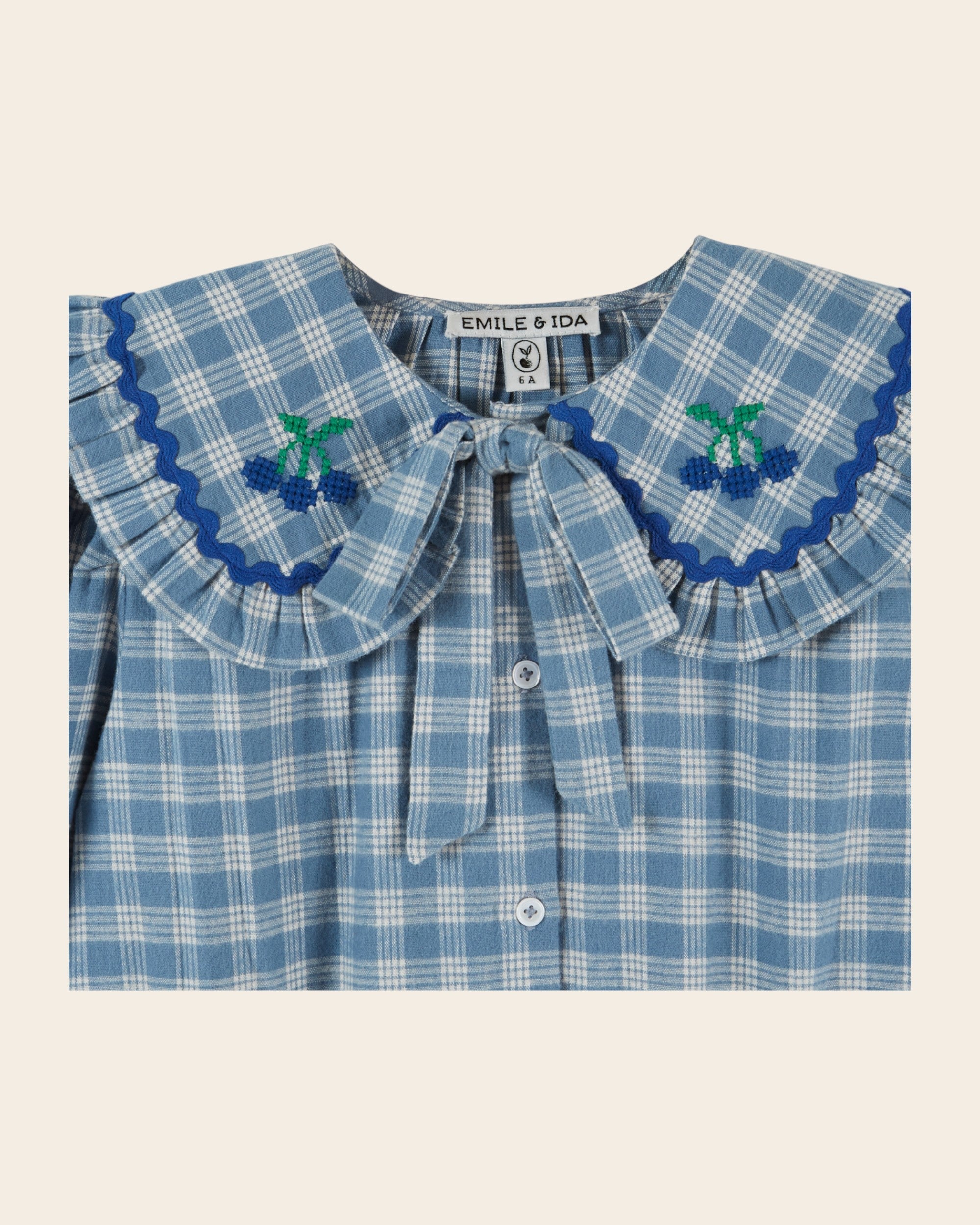 Emile et Ida Celestine Check Large Collar Blouse