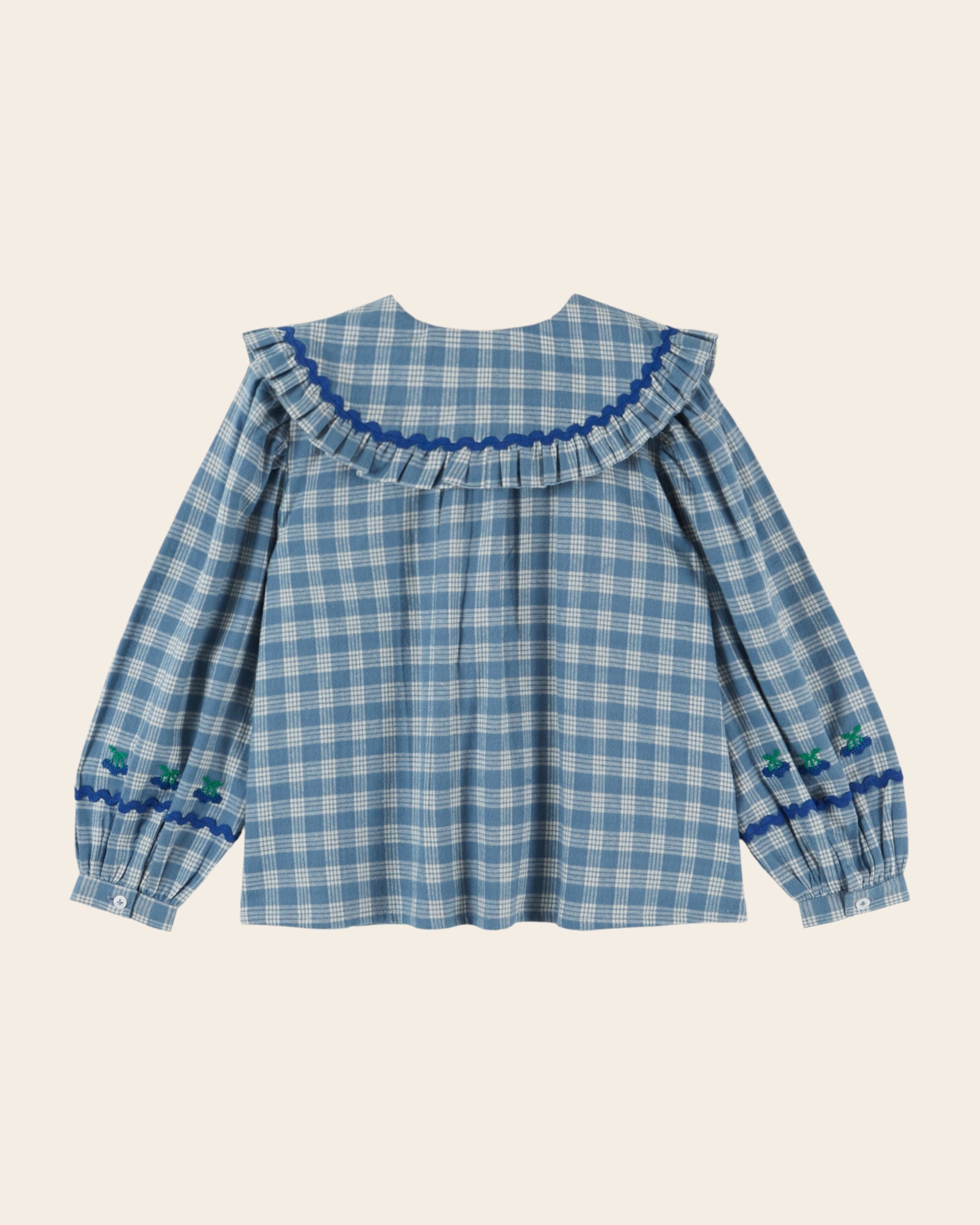 Emile et Ida Celestine Check Large Collar Blouse
