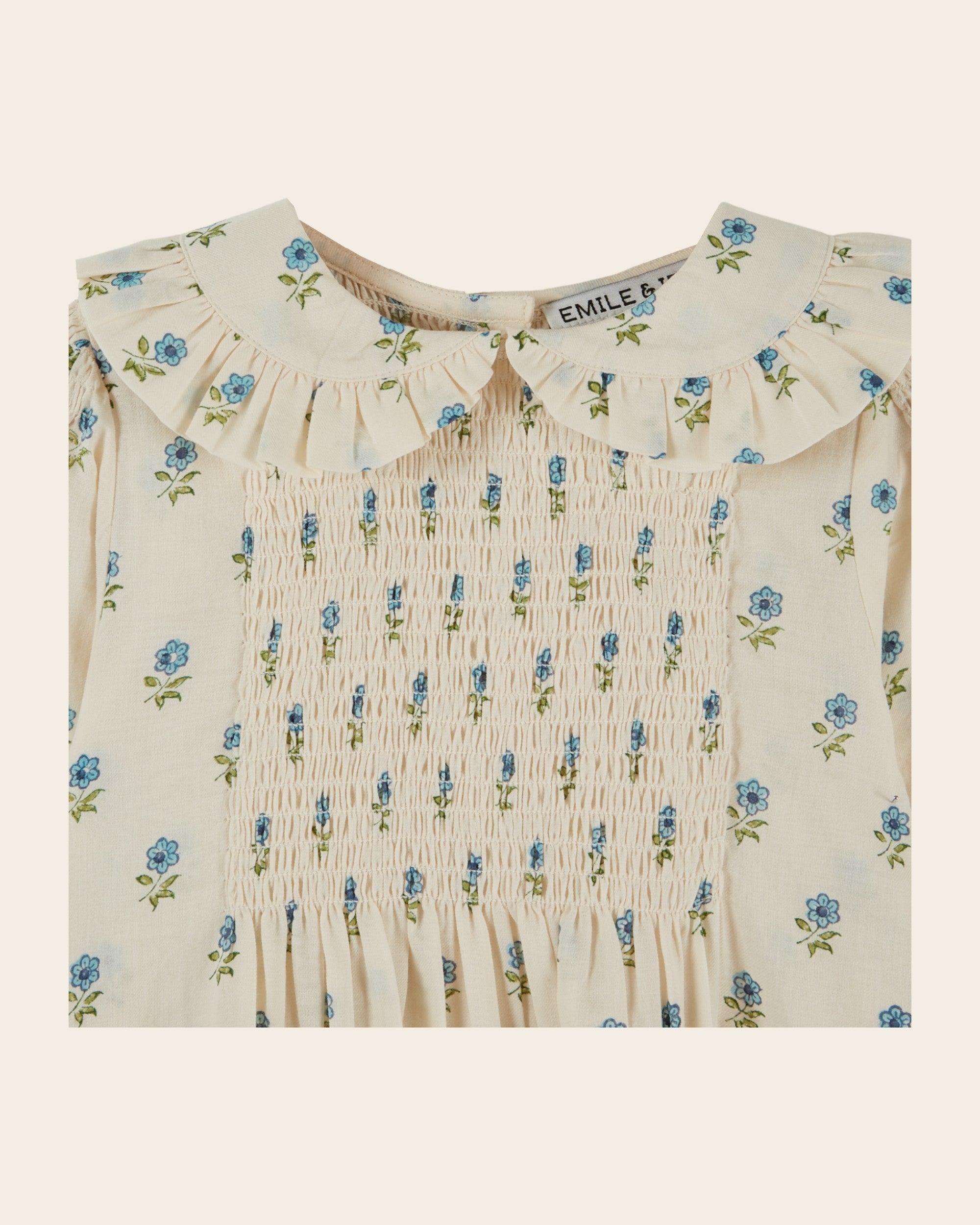 Emile et Ida Scarlet Floral Smocked Blouse