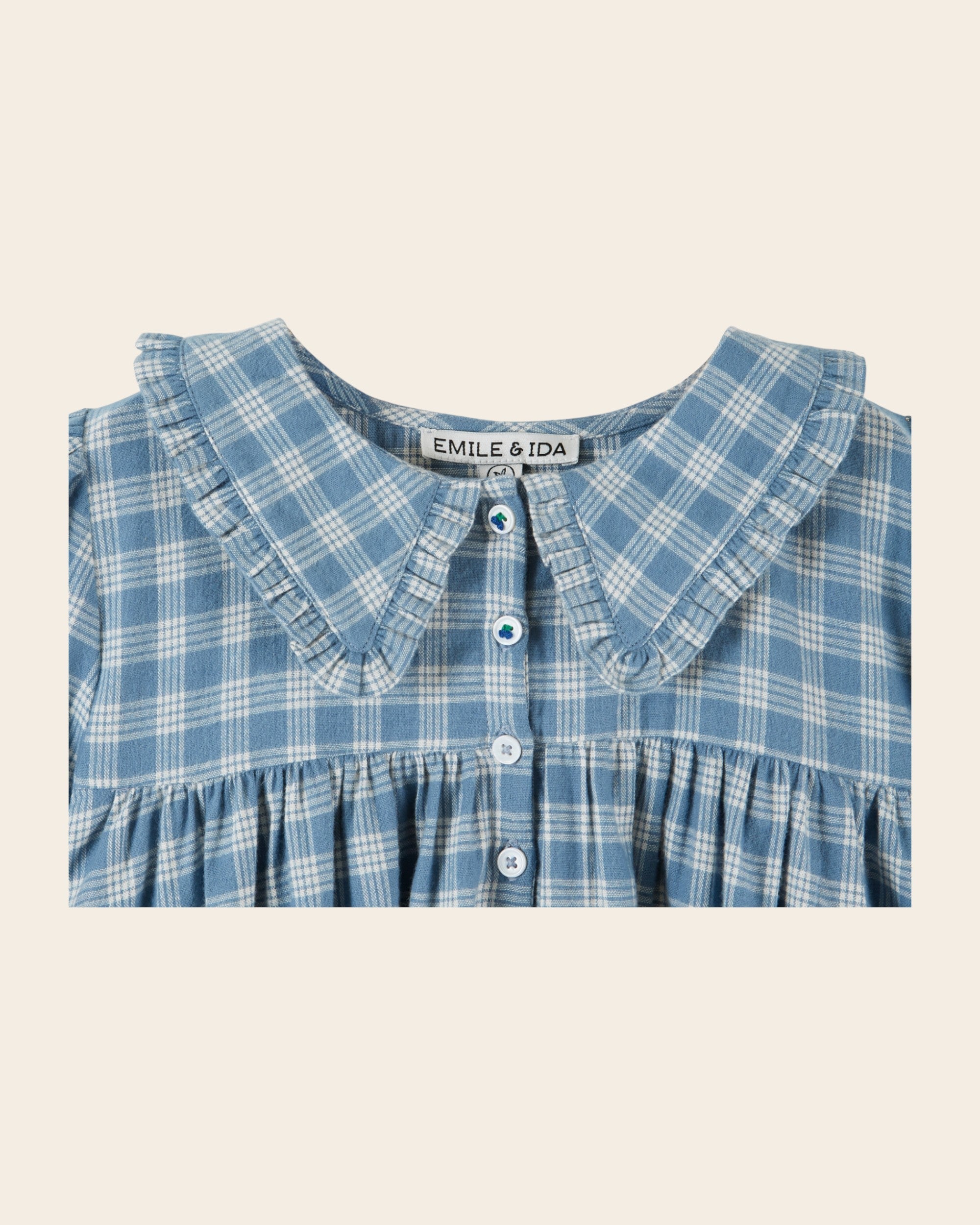 Emile et Ida Celestine Check Ruffle Collar Dress