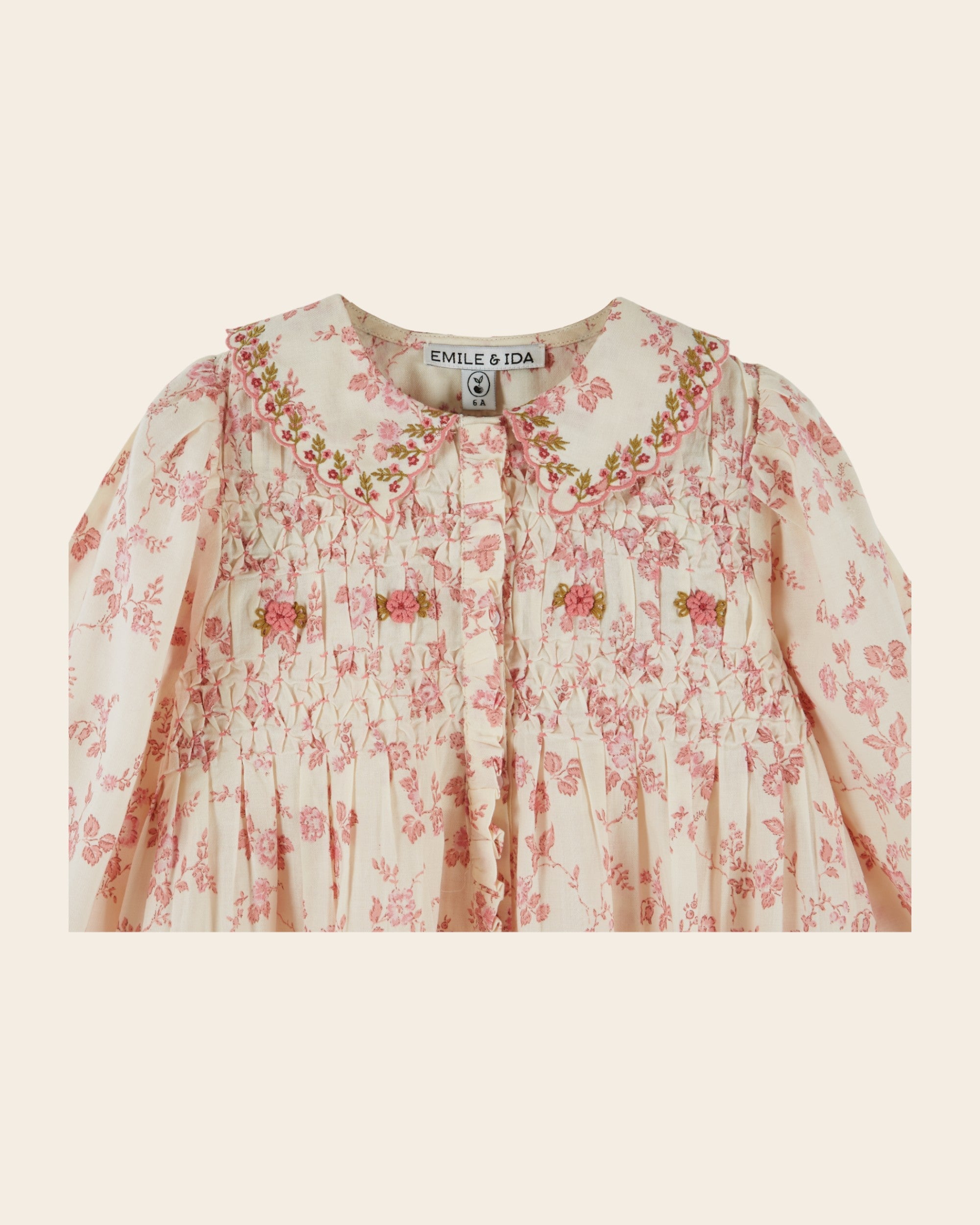 Emile et Ida Rosalie Floral Embroidered Smocked Dress