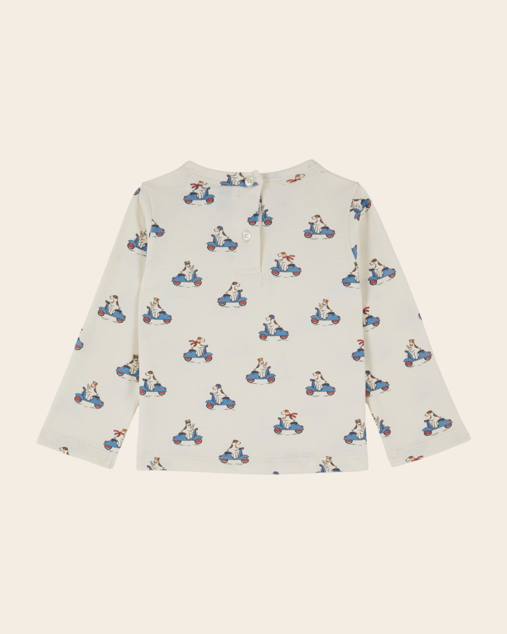 Emile et Ida Ecru Scooter Dog Long-Sleeve T-Shirt