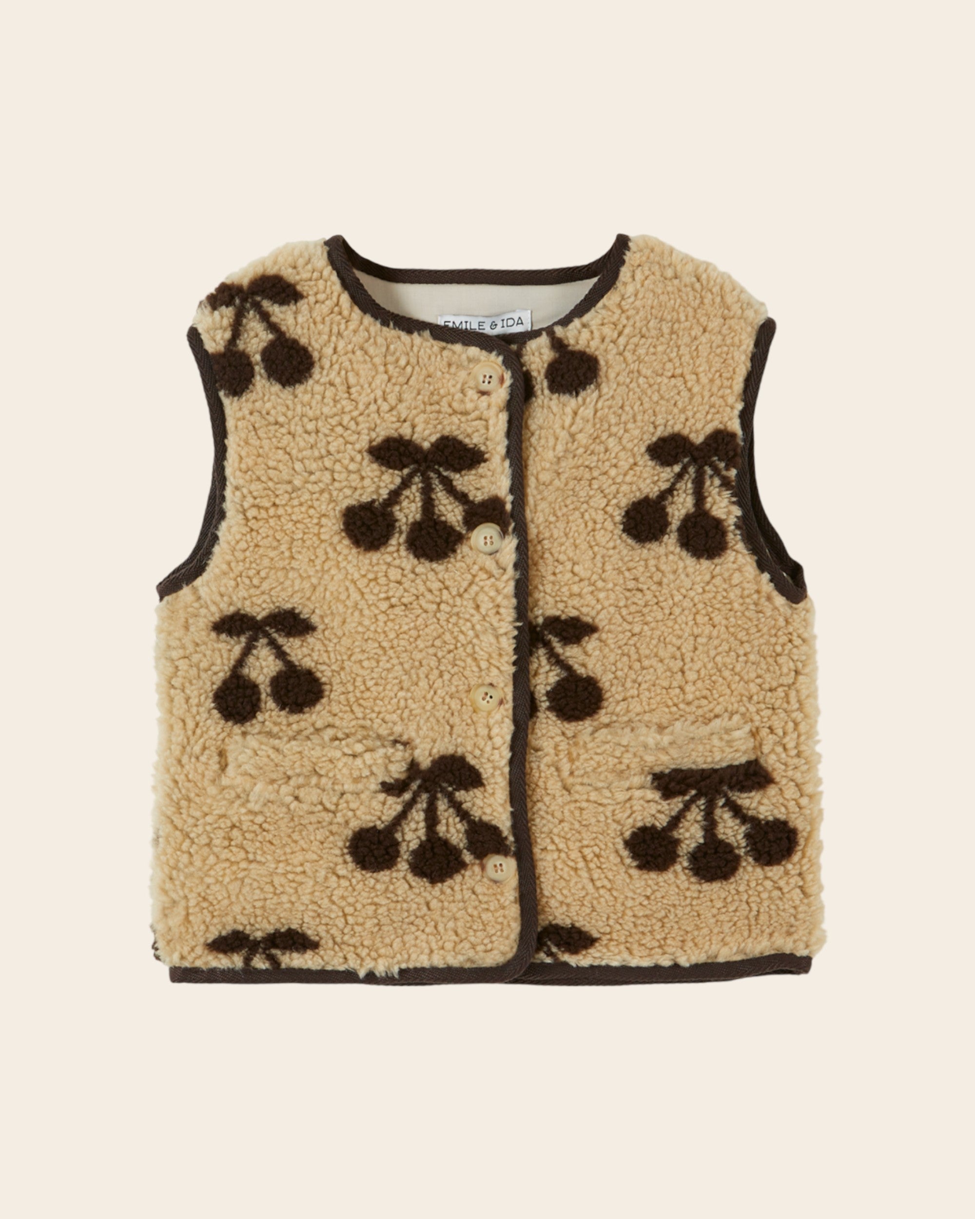 Emile et Ida Cherry Teddy Fleece Vest