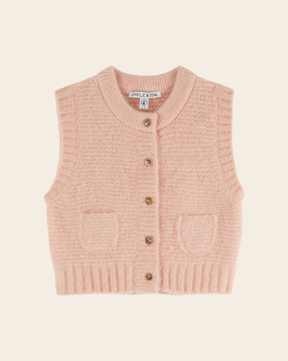 Emile et Ida Pastel Pink Sleeveless Cardigan