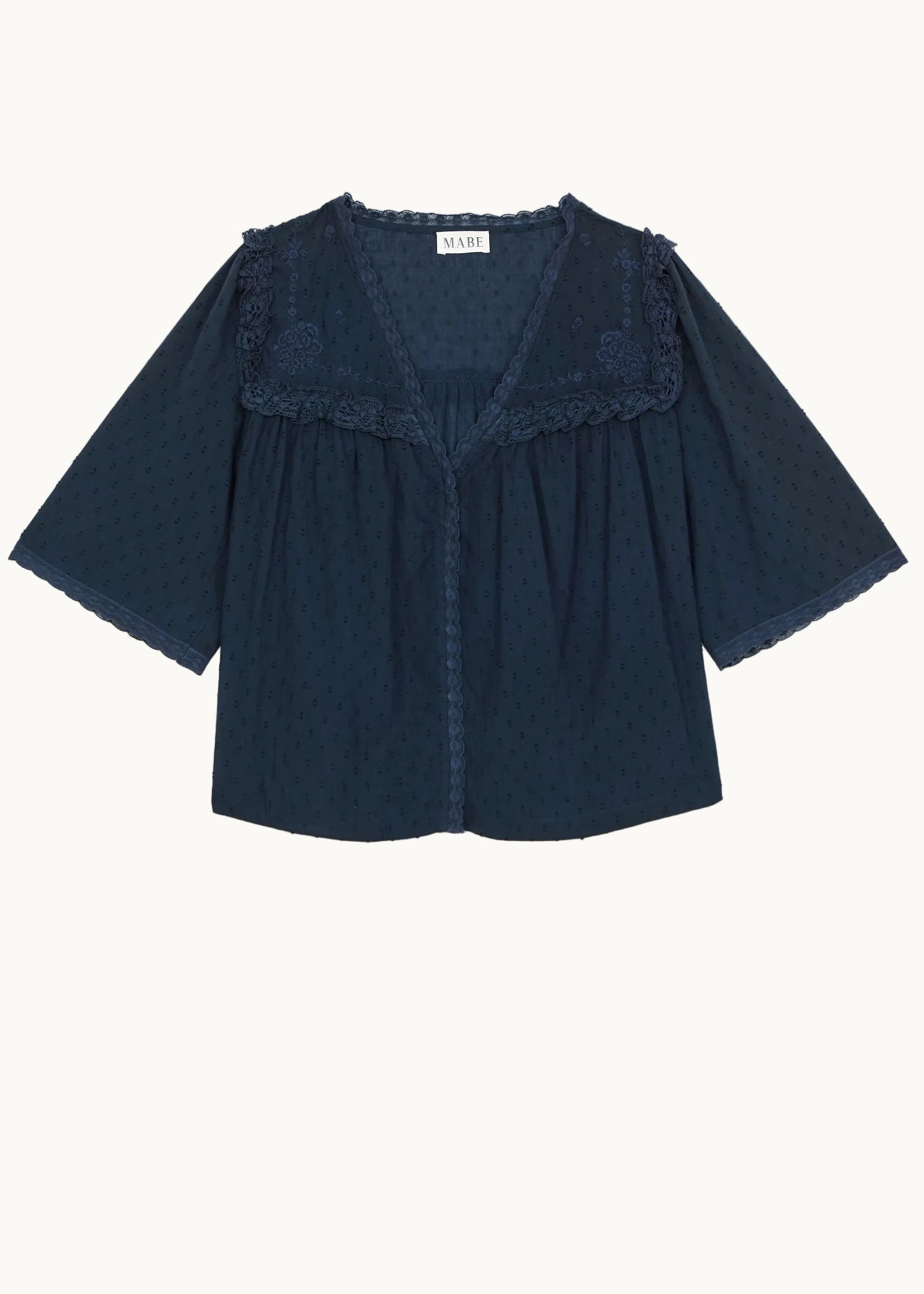 M.A.B.E Brea Frill Top - Navy