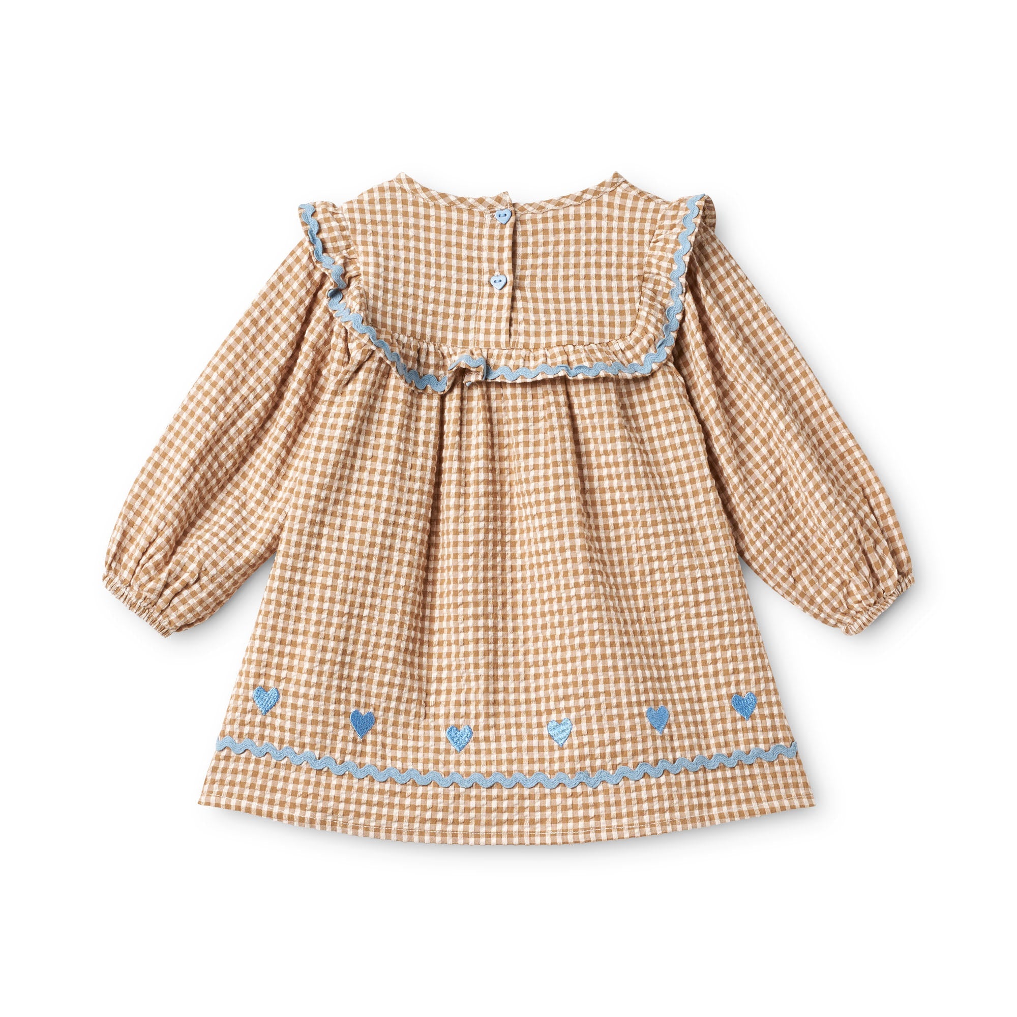 Flöss Ellis Dress - Coffee Gingham detail