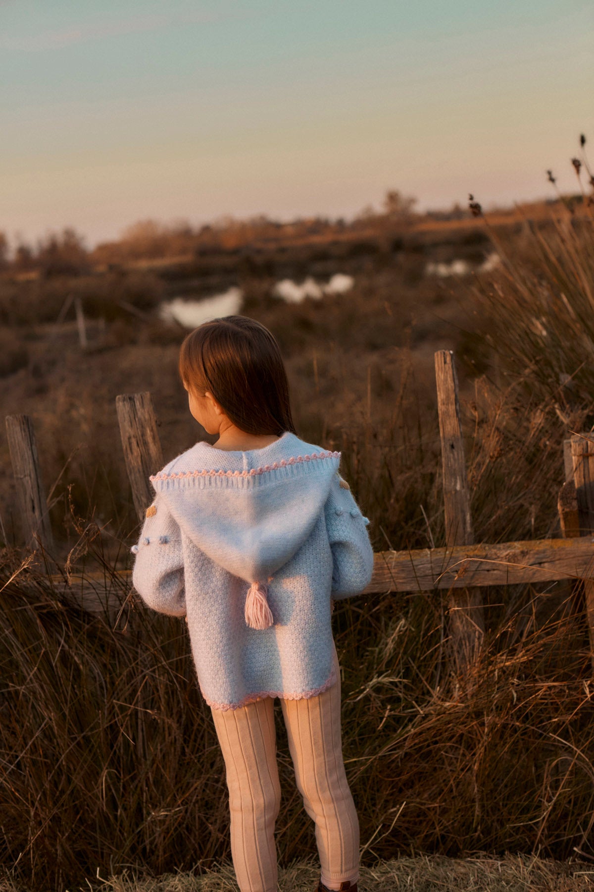 Louise Misha Ezi Hooded Knit Cape – Cloud