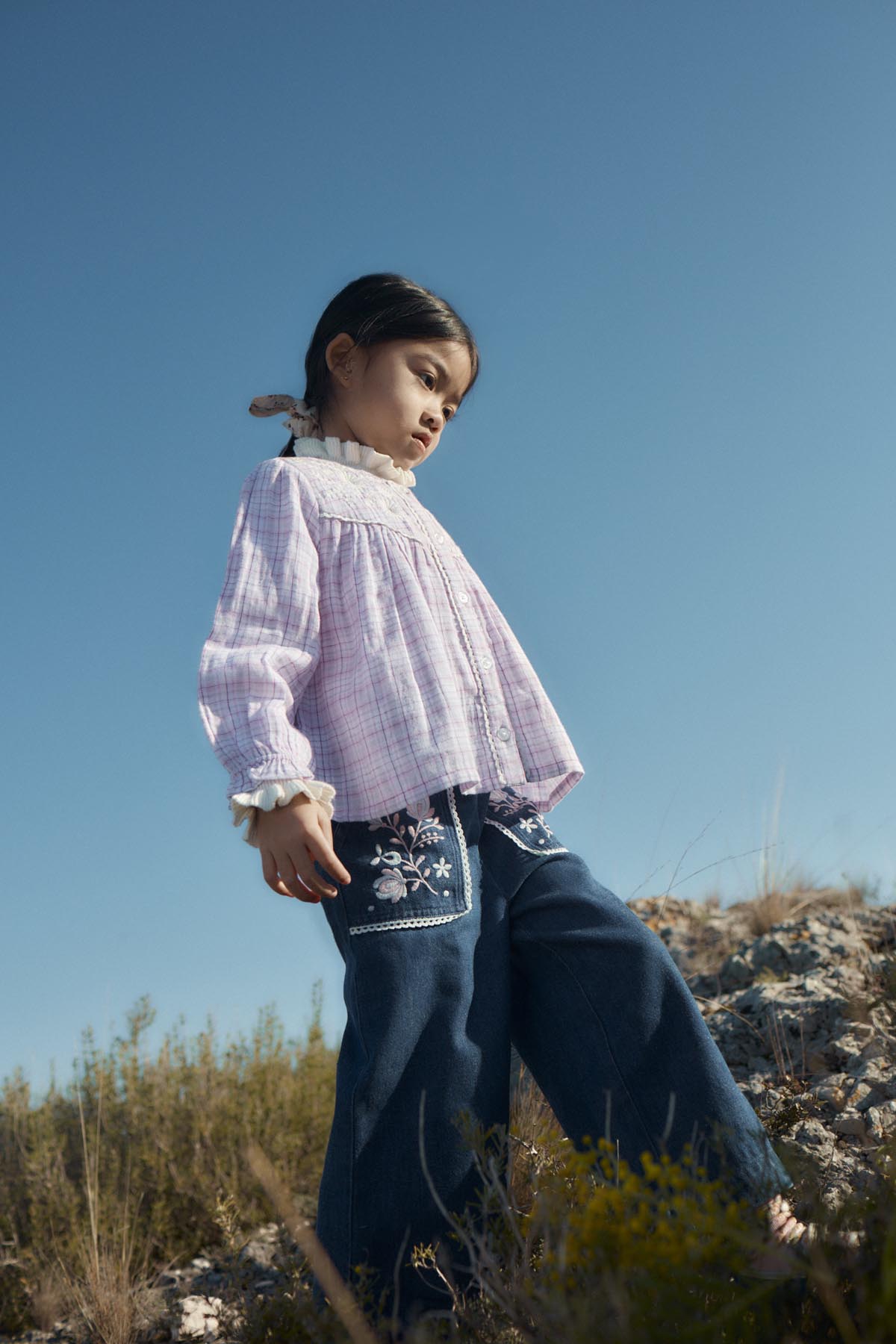 Louise Misha Flofi Embroidered Denim Pants – Indigo