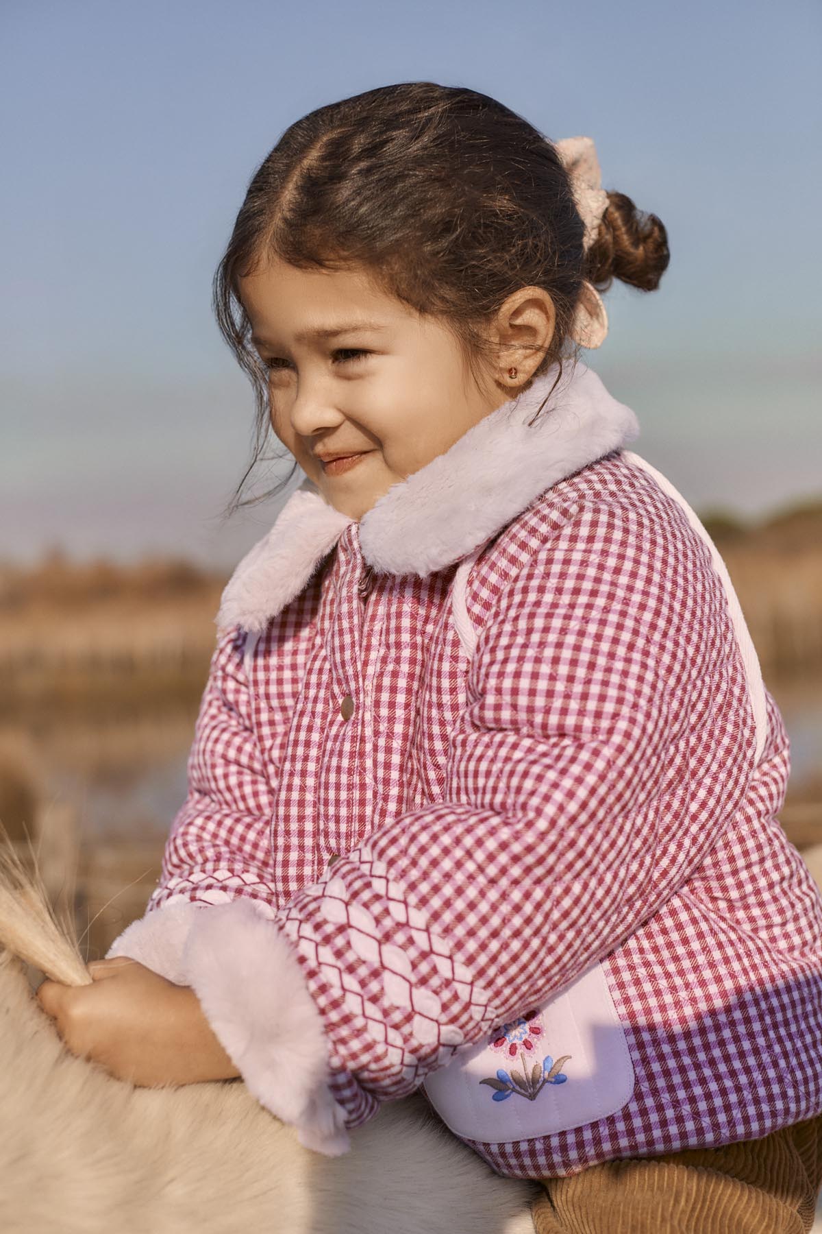 Louise Misha - Reversible Coat Jasmina Raspberry Checks