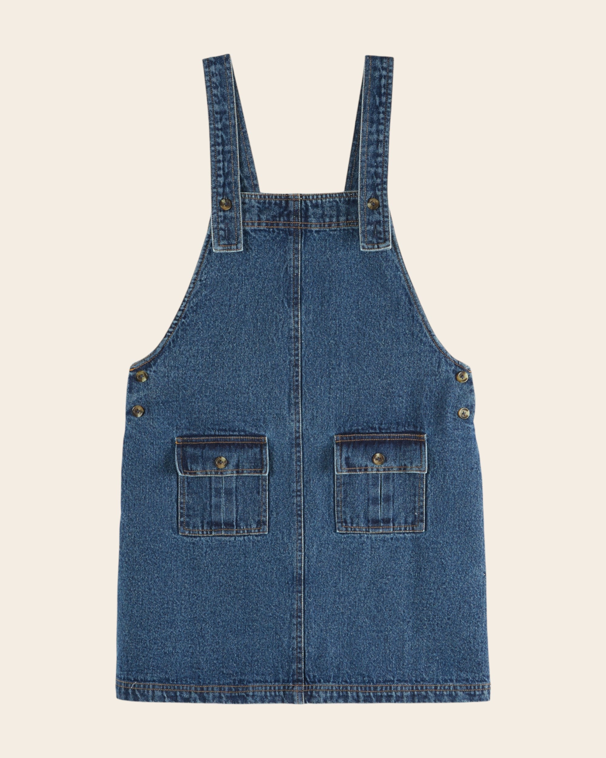 Emile et Ida Blue Denim Pinafore Dress detail view