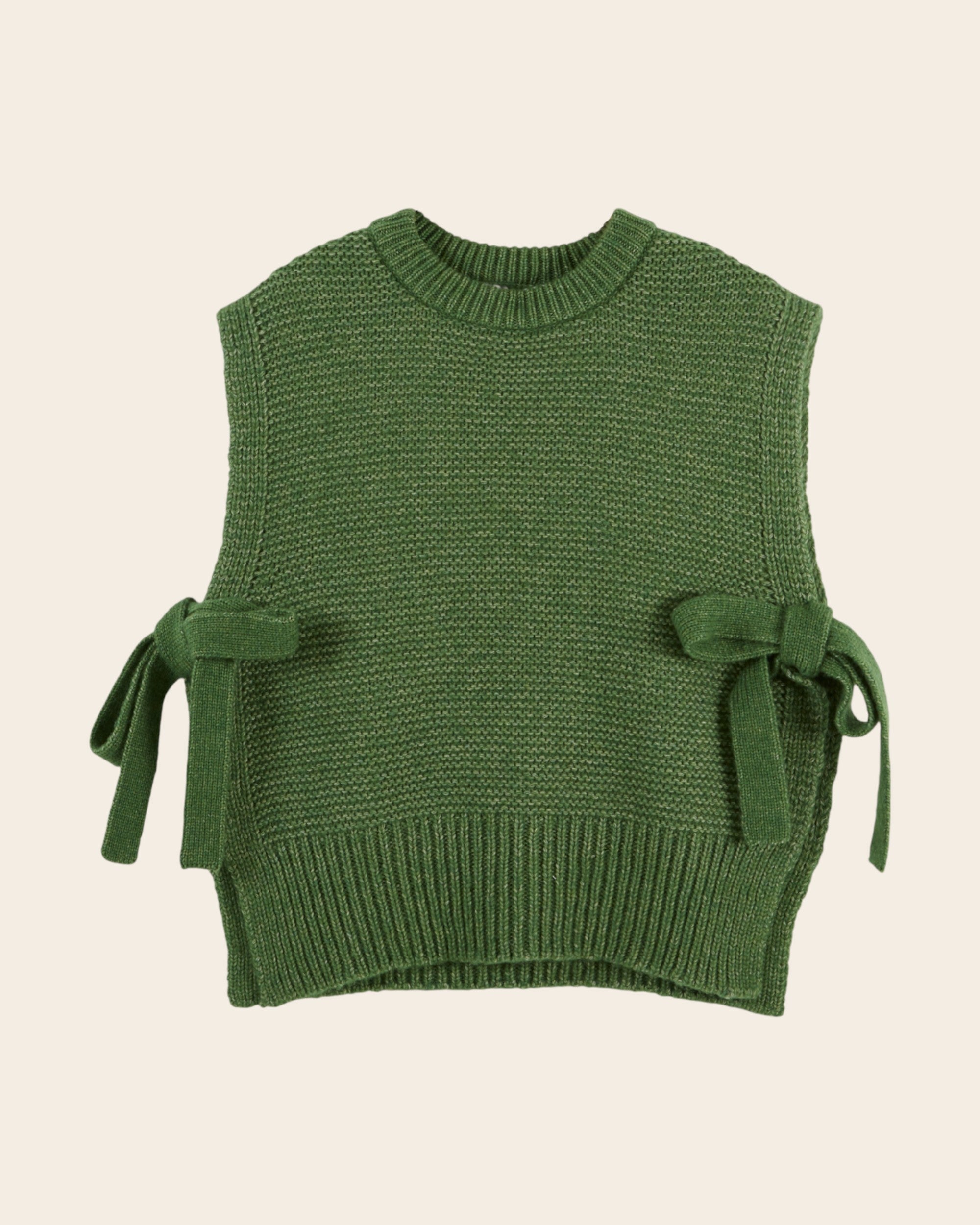 Emile et Ida green sleeveless bow knit top
