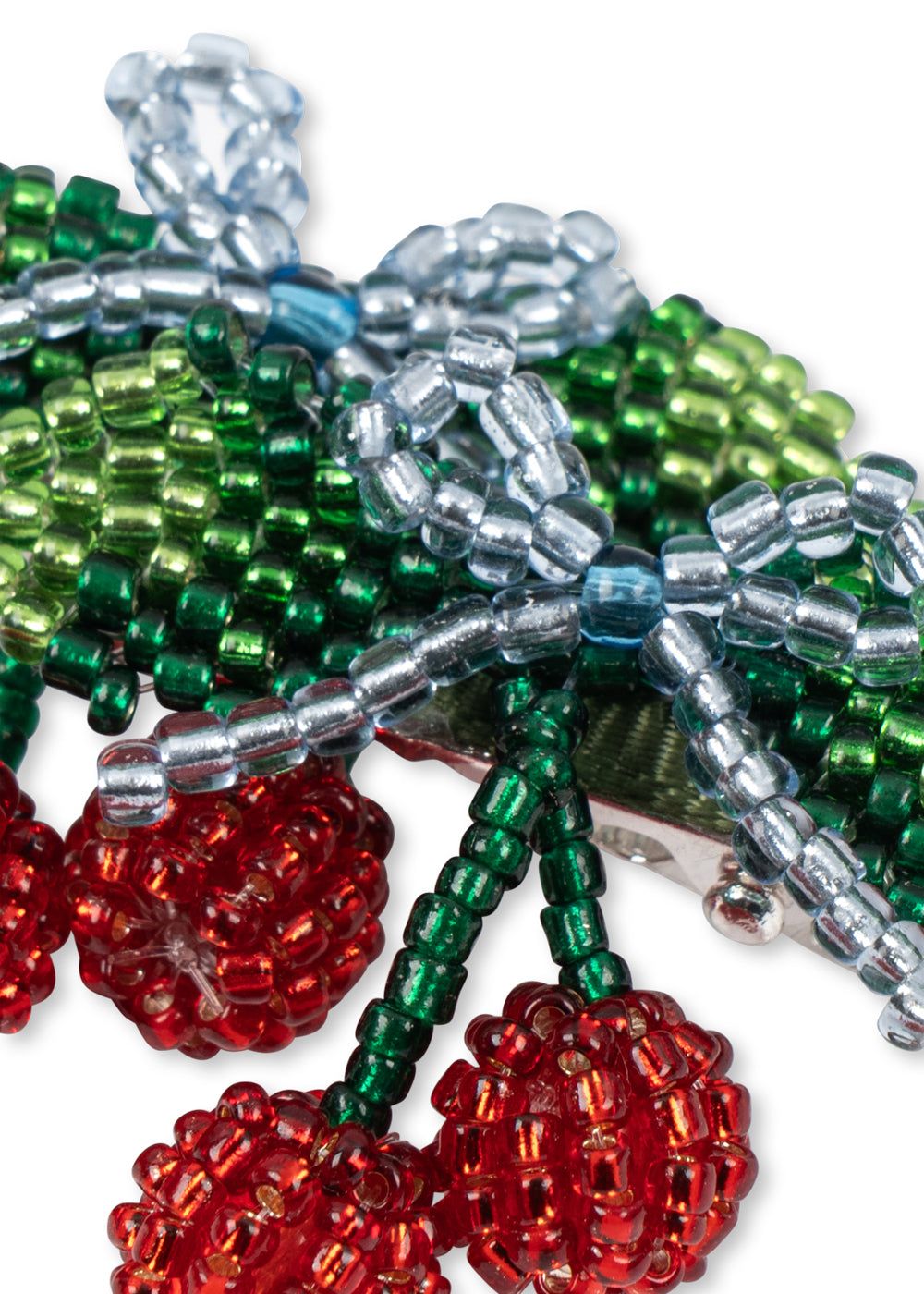 2 PACK BEADED CHERRY BOW HAIR CLIP - cherry