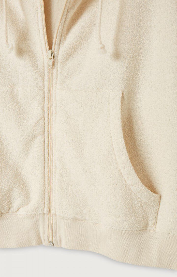 American Vintage Bobypark Zip Hoodie – Ecru Organic Cotton Cropped Fit American Vintage