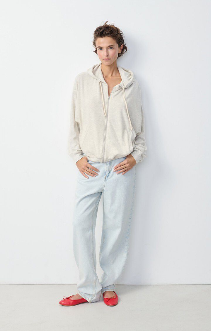 American Vintage Women’s Hoodie Ypawood – Heather Grey Zip - Up Sweatshirt American Vintage