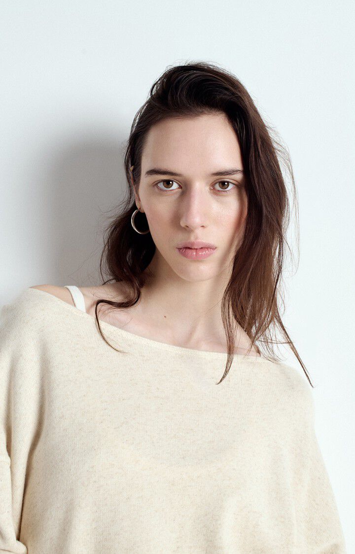 American Vintage Women’s Sweatshirt Itonay – Melange Ecru Fleece Pullover American Vintage