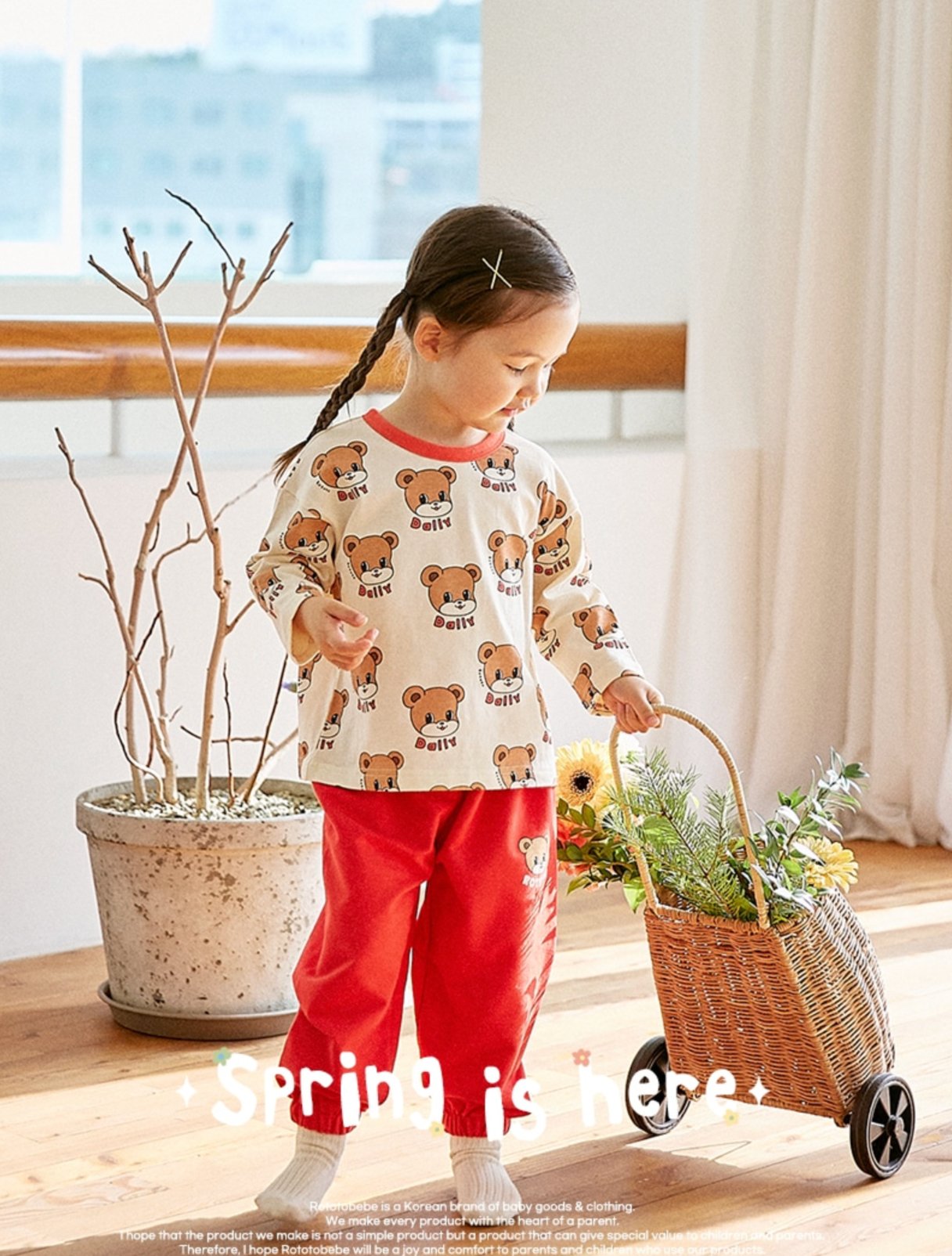 Rototo Bear top - Red bear Rototo bebe