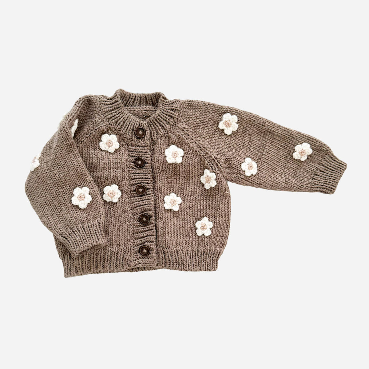 The Blueberry Hill Flower Cardigan - Tan