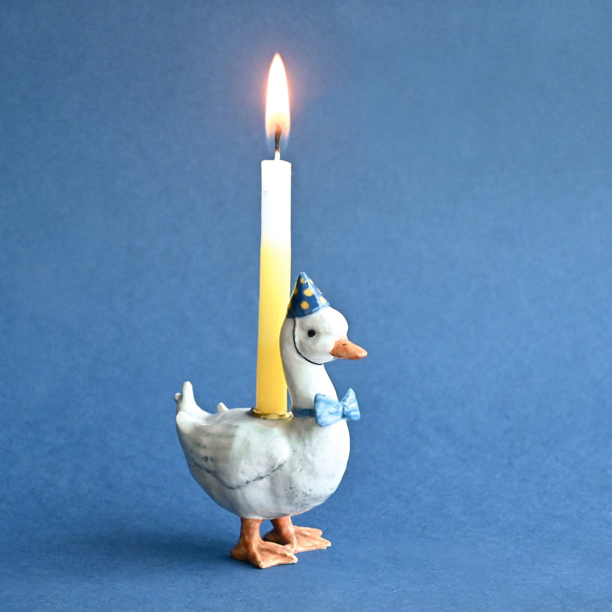 Camp Hollow Blue Goose Birthday Candle Holder | Porcelain Cake Topper Camp Hollow