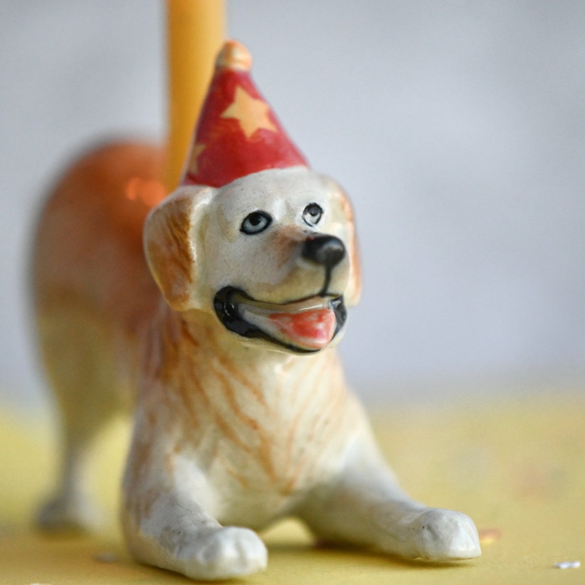 Camp Hollow Golden Retriever Birthday Candle Holder | Porcelain Cake Topper Camp Hollow