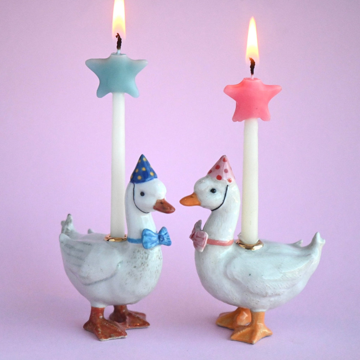 Camp Hollow Pink Goose Birthday Candle Holder | Porcelain Cake Topper Camp Hollow
