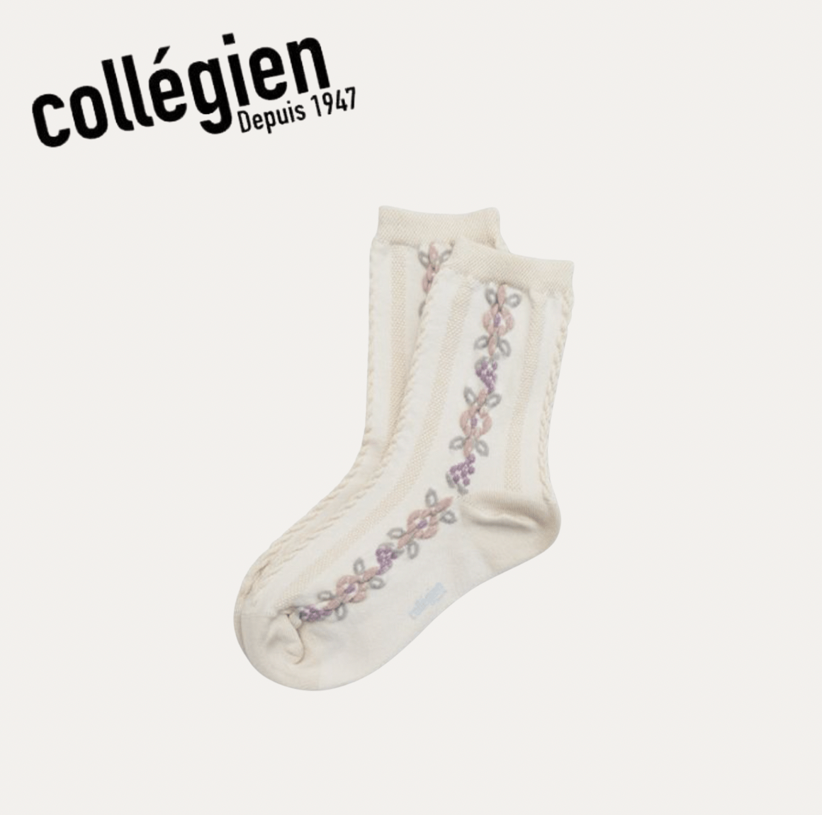 Collégien Magnolia Jacquard Flower Ankle Socks – Doux Agneaux Collégien