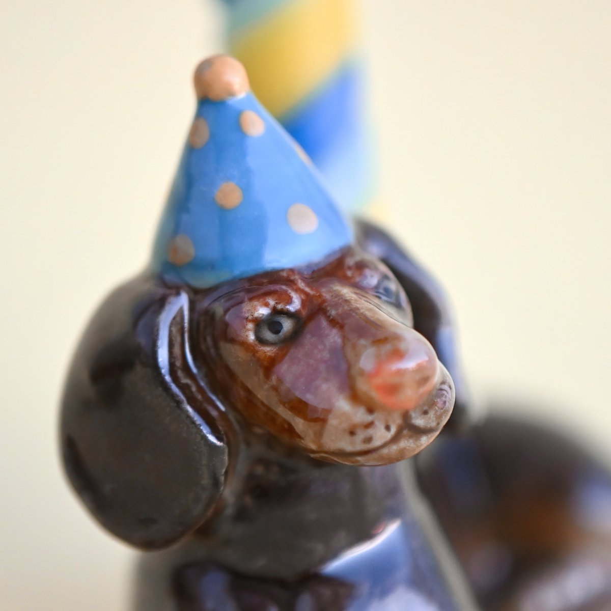 Camp Hollow Dachshund Birthday Candle Holder | Porcelain Cake Topper