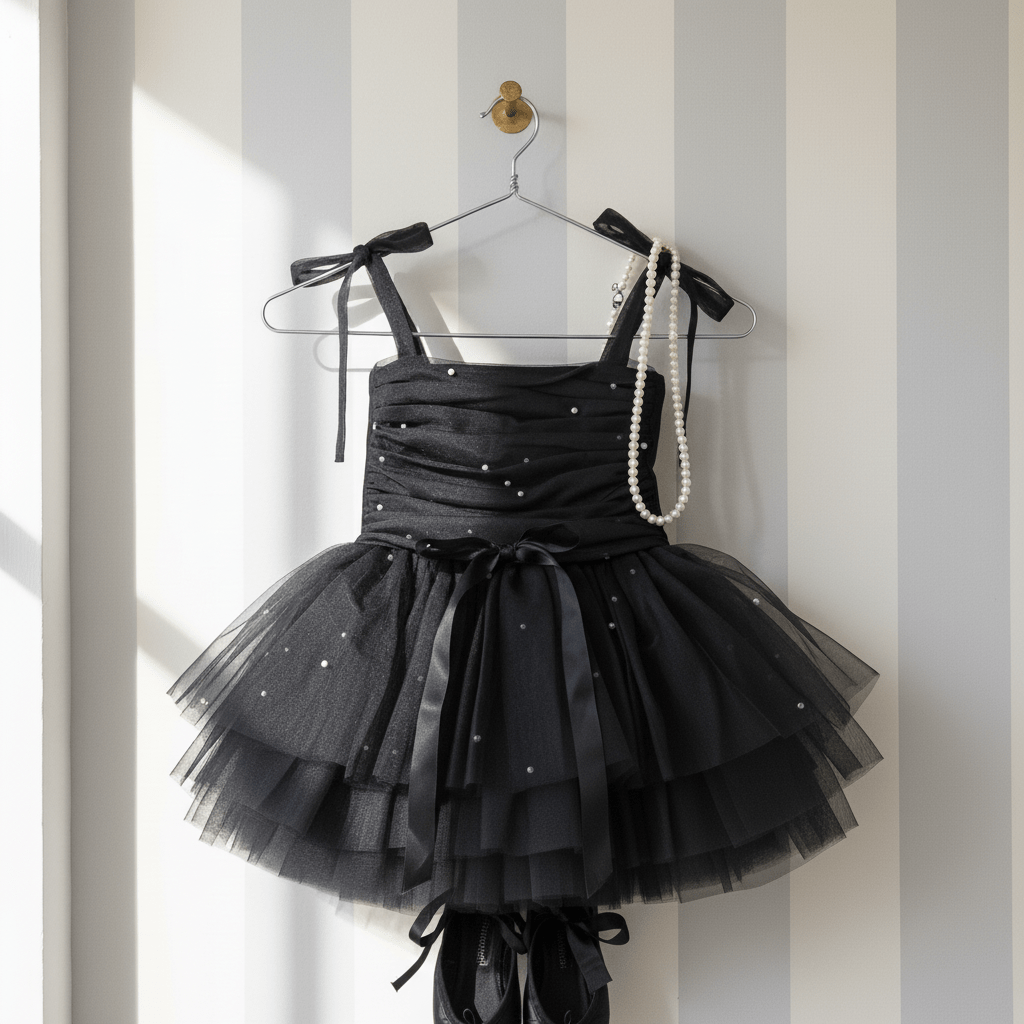 DOLLY® PEARL TULLE BALLERINA DRESS black ⚪ Le Petit Tom ®