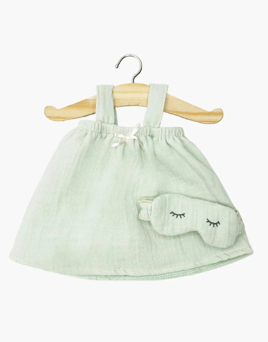 Minikane Mila Doll Nightgown & Sleep Mask in Pistachio Cotton Gauze