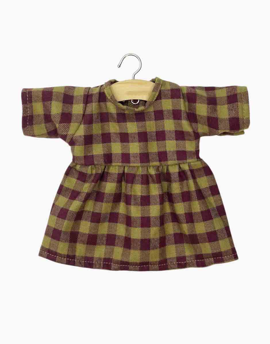 Minikane Faustine Long-Sleeve Doll Dress – Olive Gingham
