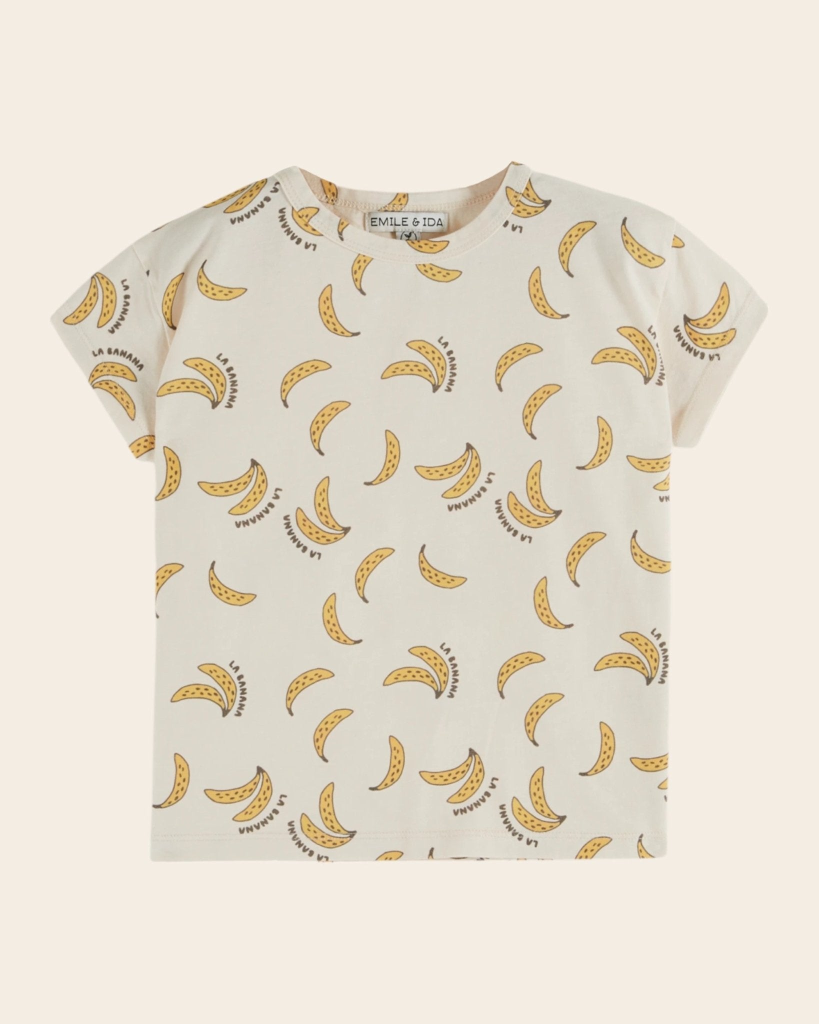 Emile et Ida Banana Print Cream T-Shirt – Organic Cotton Kids Tee Emile et ida