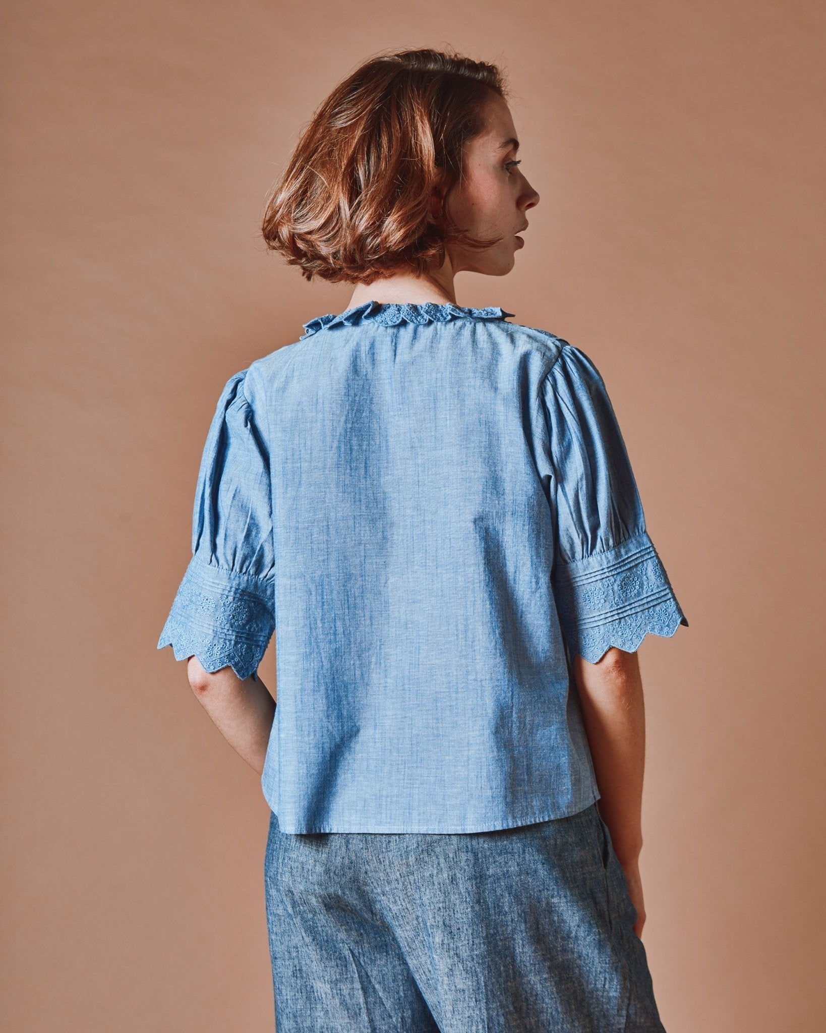 Emile et Ida Blouse - Broderie anglaise chambray bleu Emile et Ida