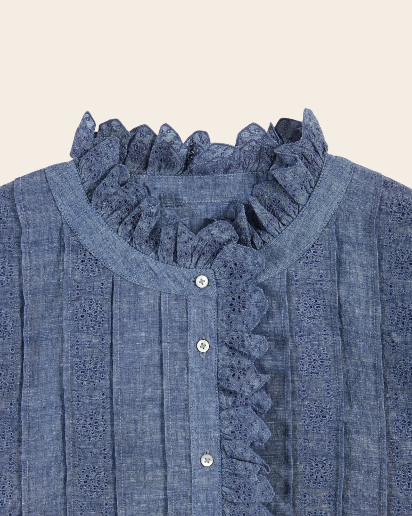 Emile et Ida Blouse - Broderie anglaise chambray bleu Emile et Ida