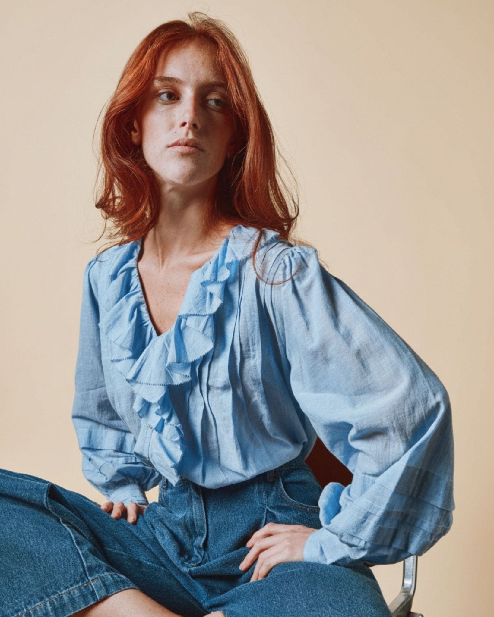 Emile et Ida Blouse - Volanté khadi bleu Emile et Ida