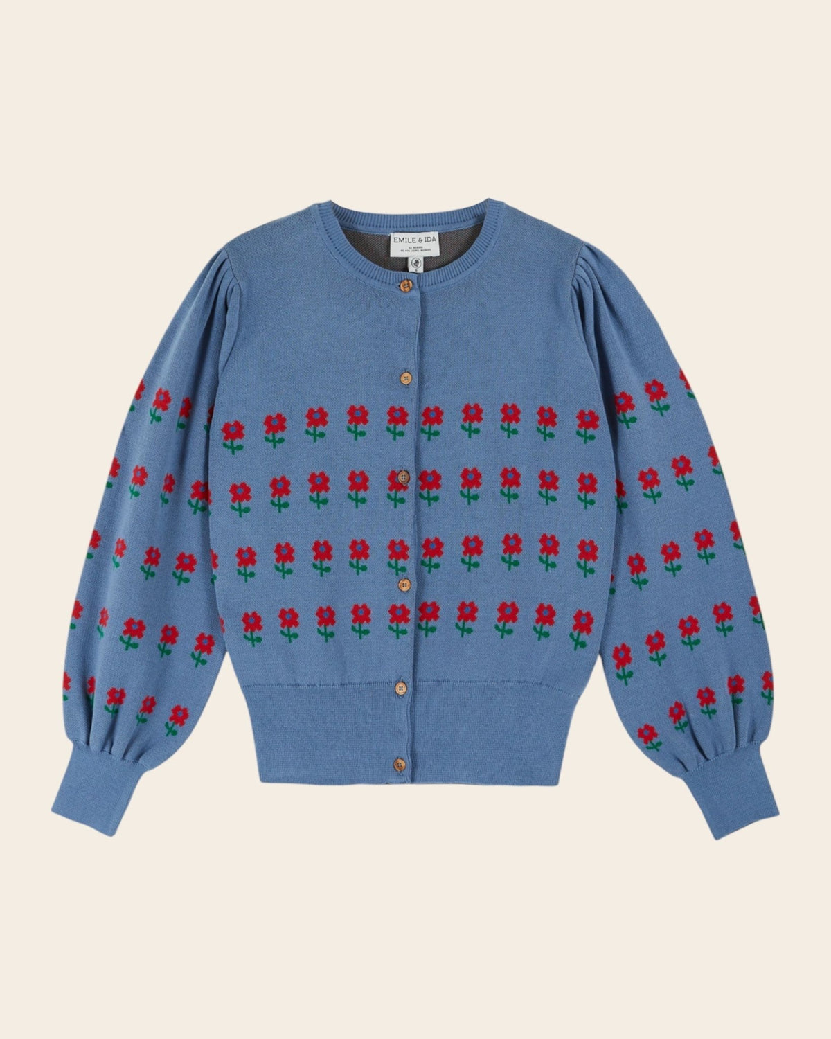 Emile et Ida Blue Floral Jacquard Cardigan Inarbel Sa
