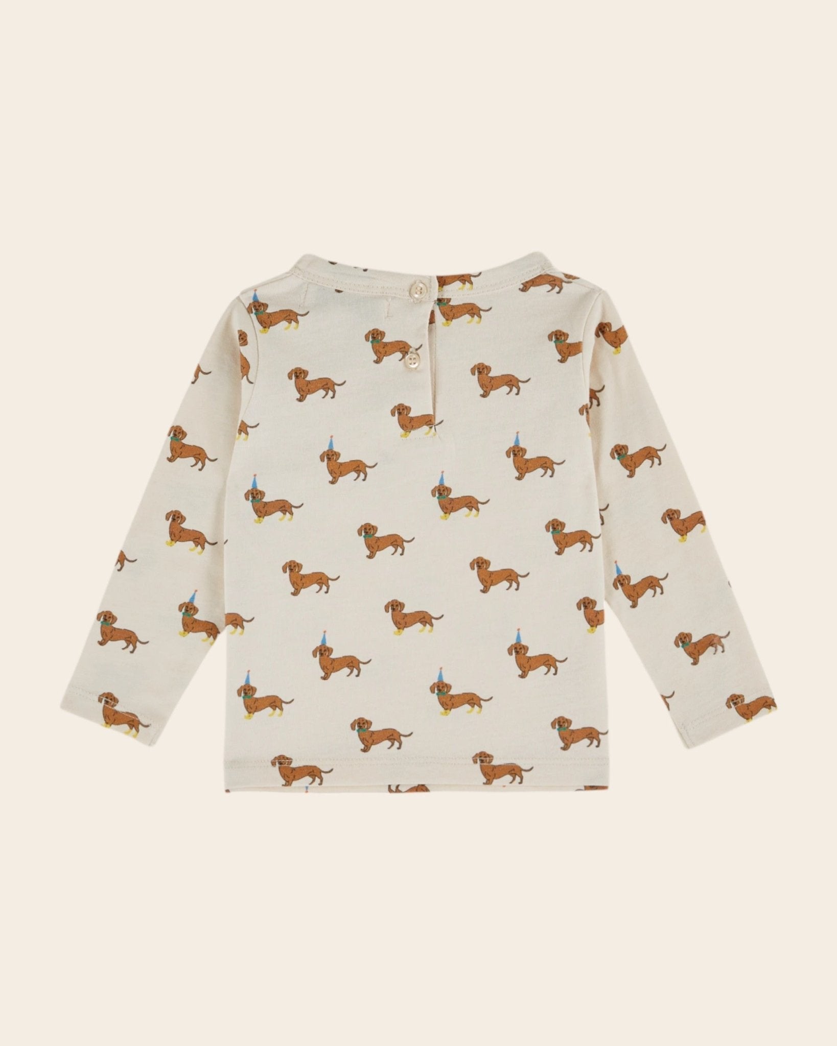 Emile et Ida Cream Organic Cotton Dachshund Print T-Shirt Emile et ida