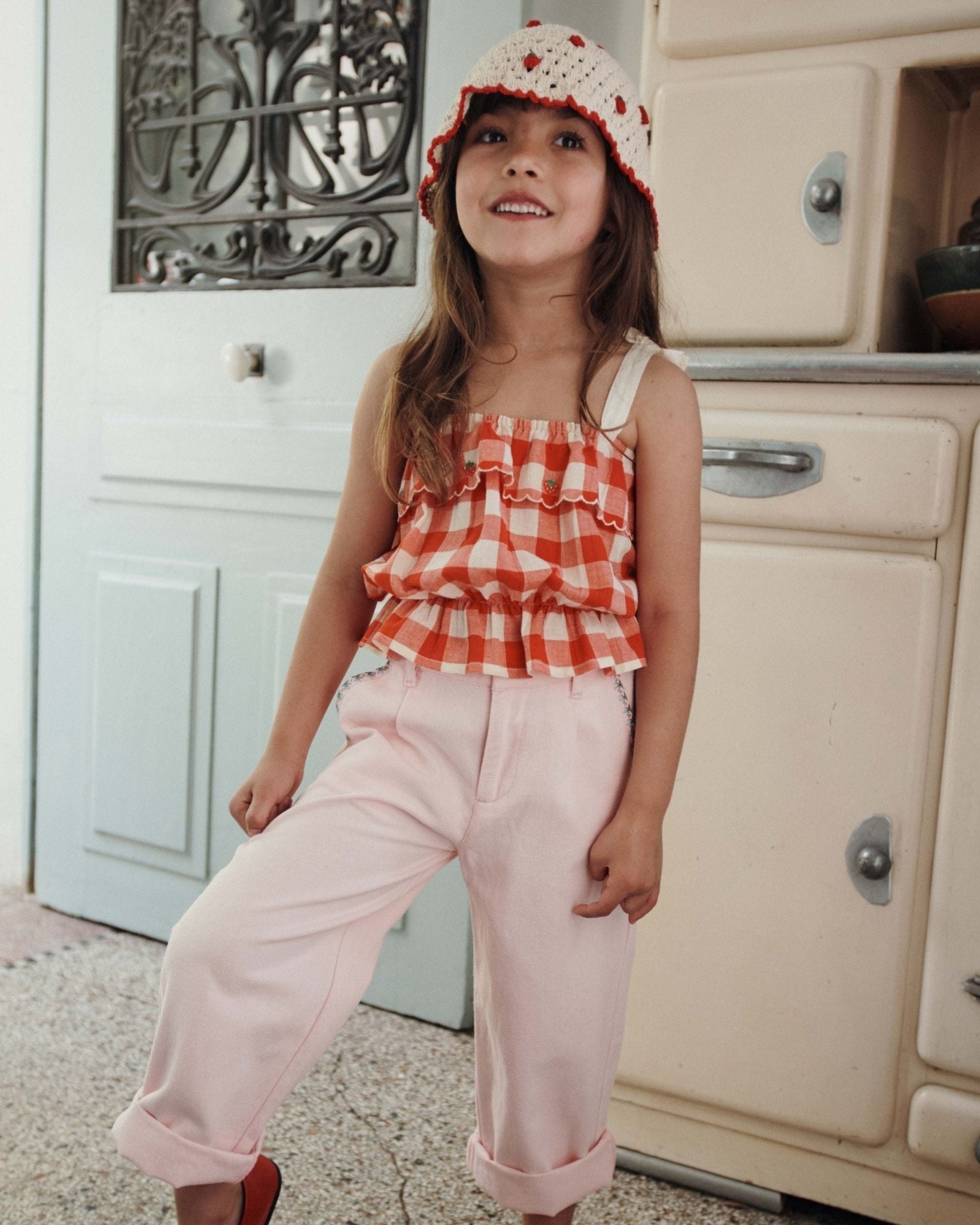 Emile et Ida Crochet Strawberry Girls Sun Hat – Ecru Emile et ida