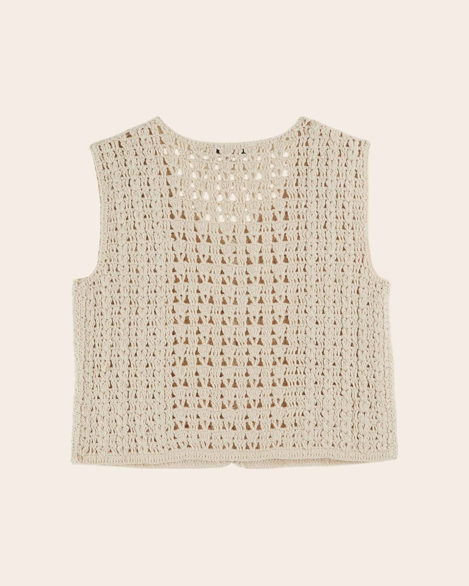 Emile et Ida Ecru Crochet Sleeveless Cardigan Emile et ida