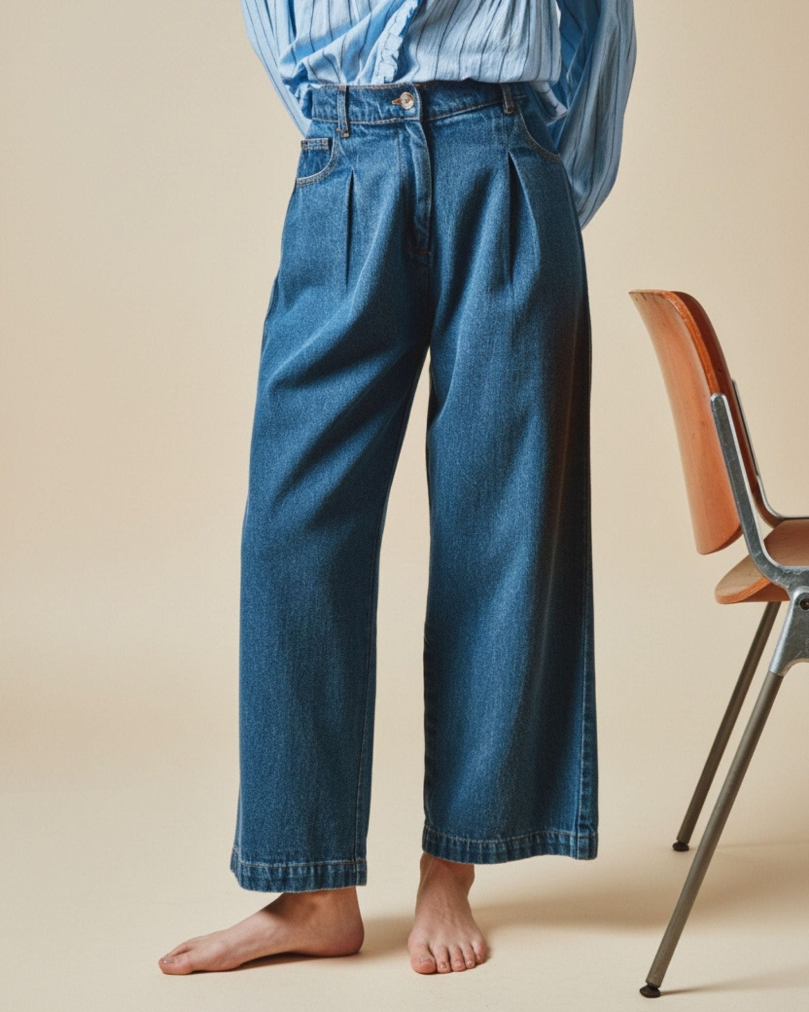 Emile et Ida Jean - Crop denim bleu Emile et Ida